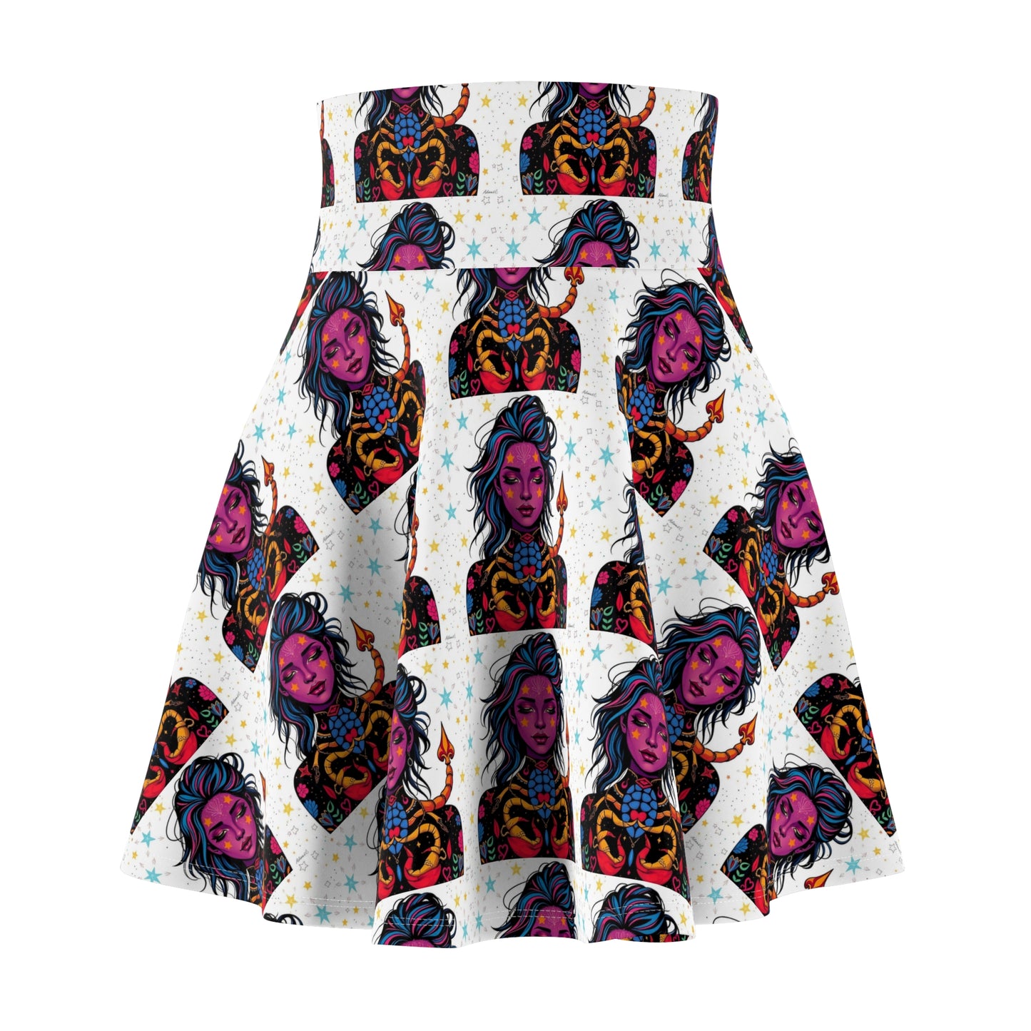 Women's Skater Skirt, (AOP), Scorpio, Zodiac v2, Sexy Pattern