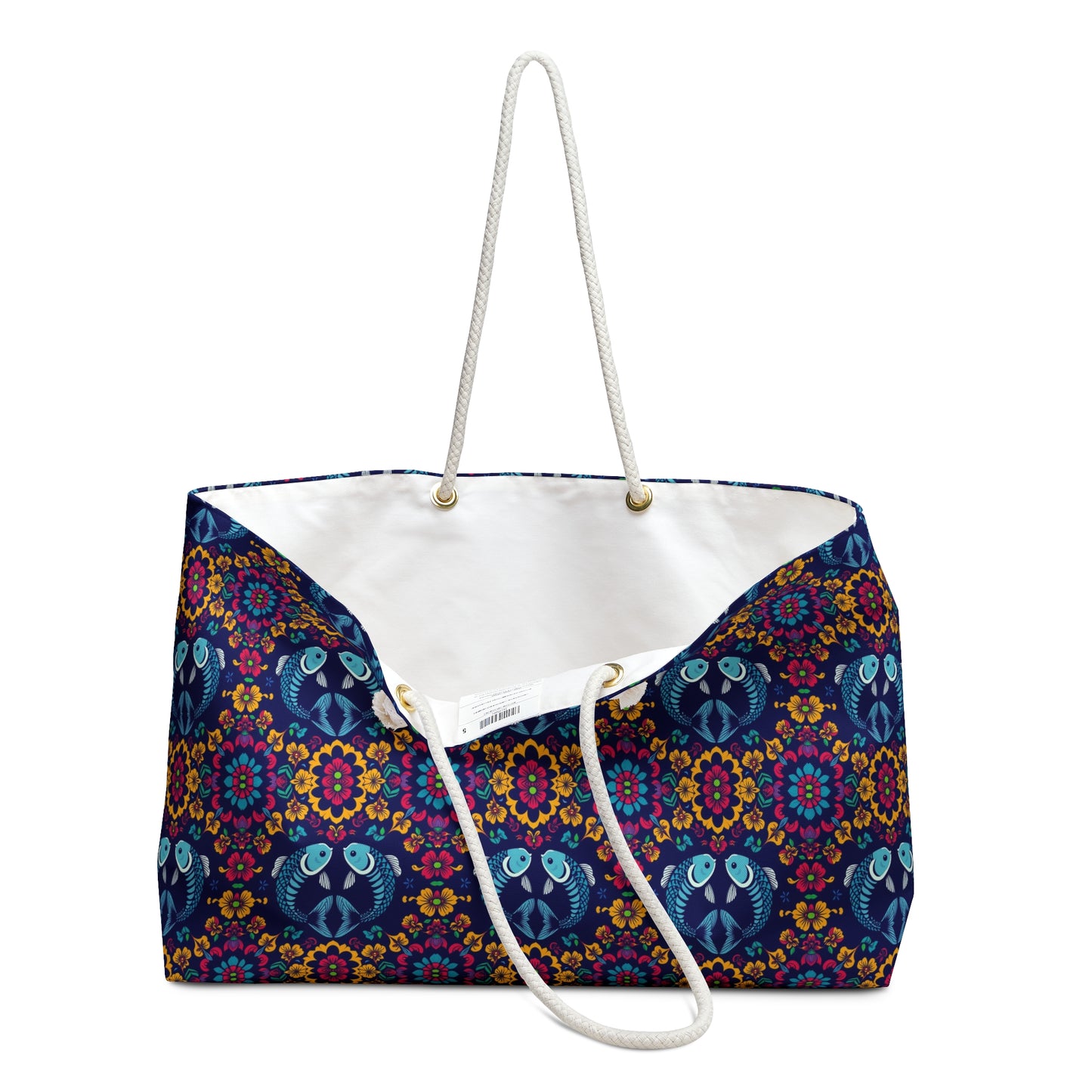 Weekender Bag, Pisces, Zodiac v4, Flower Pattern