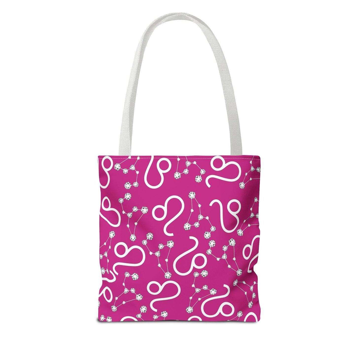 Tote Bag, Leo Zodiac Sign, AOP, (Pink, White)