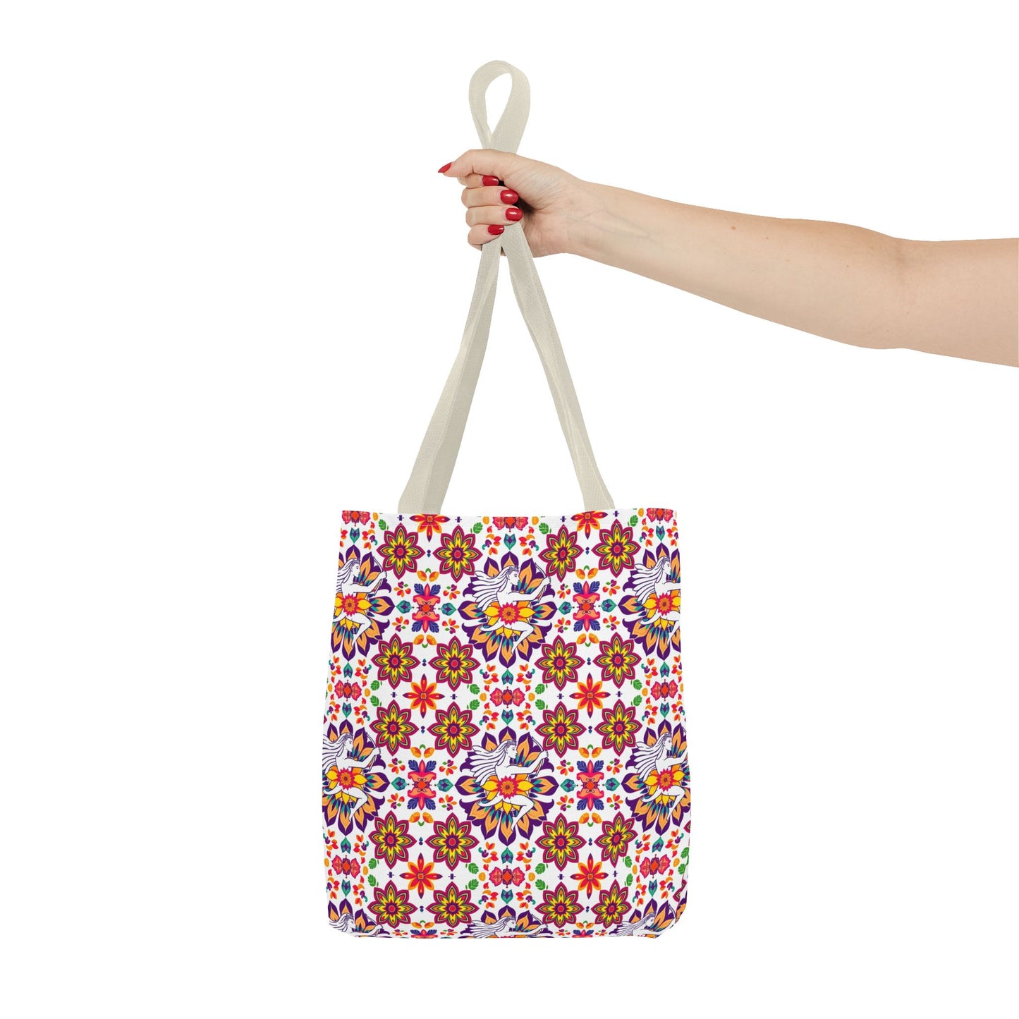 Tote Bag, (AOP), Sagittarius, Zodiac v2, Flower Pattern