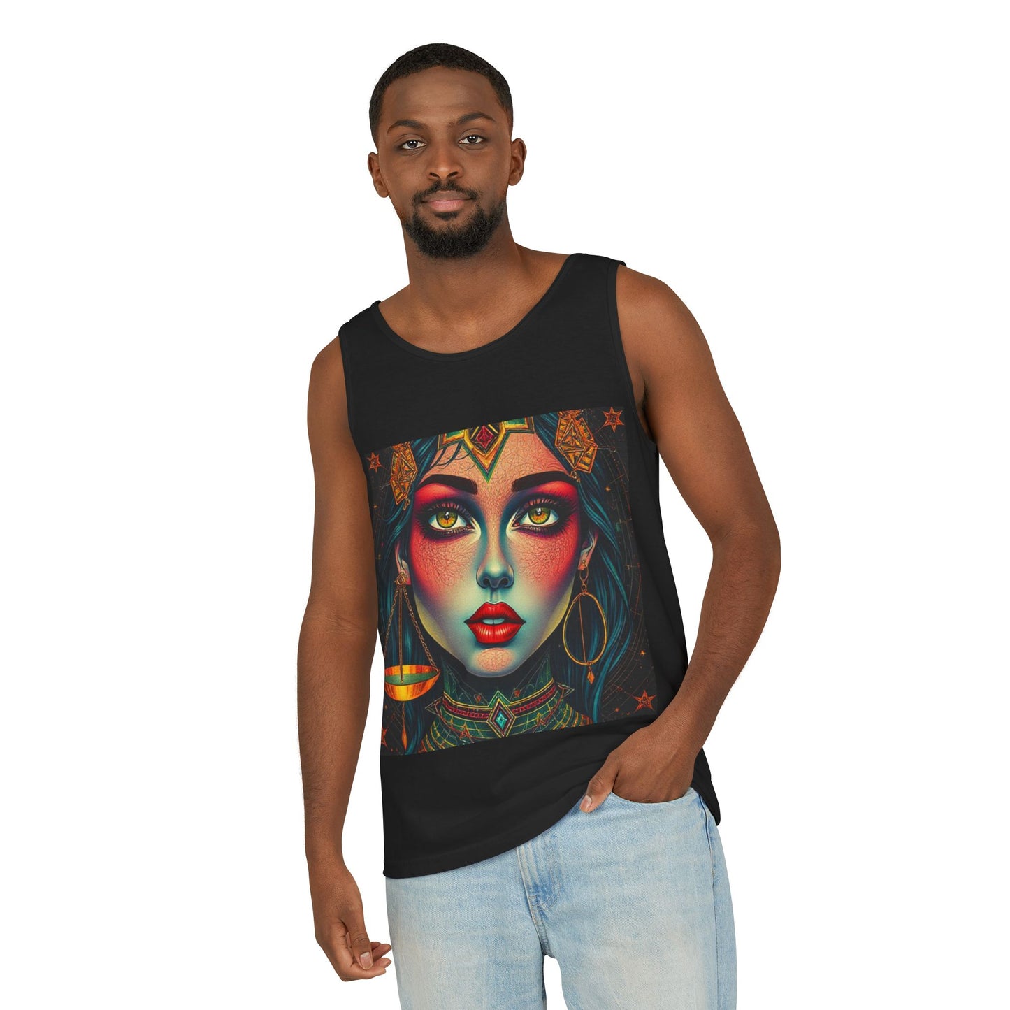 Unisex Garment-Dyed, Tank Top, Libra Design, Pop Art, 100% US cotton