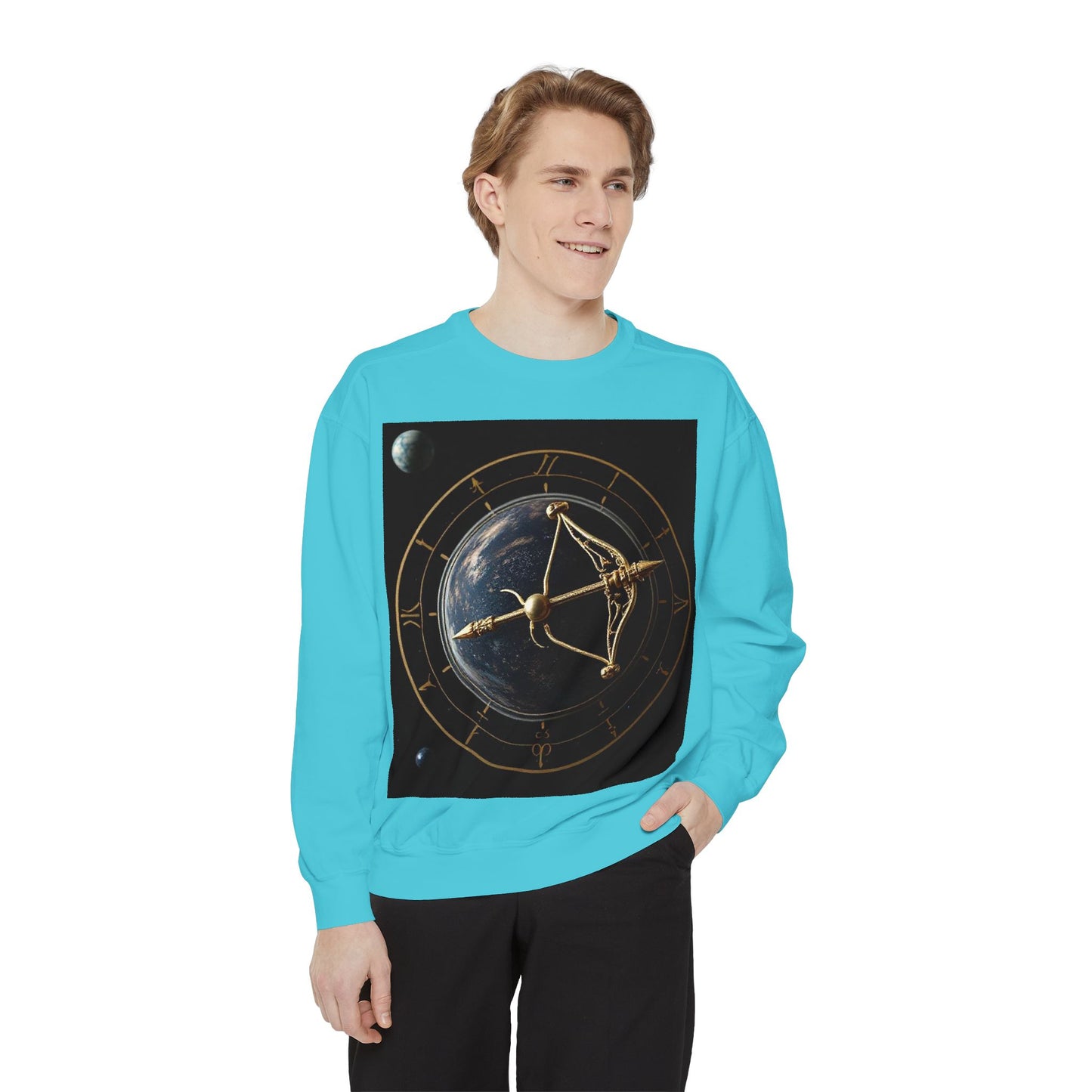 Garment-Dyed Sweatshirt, Unisex, Space Symbol Design v1, Sagittarius
