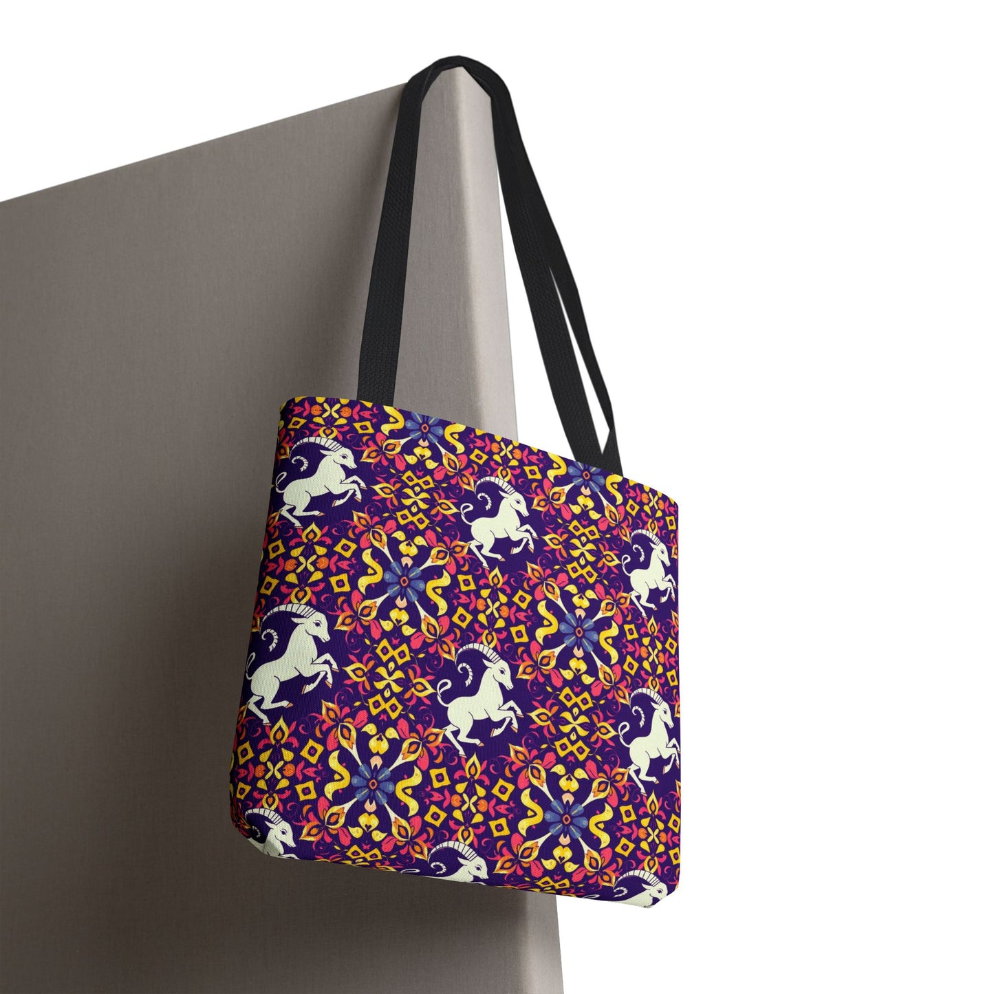 Tote Bag, (AOP), Capricorn, Zodiac v6, Flower Pattern