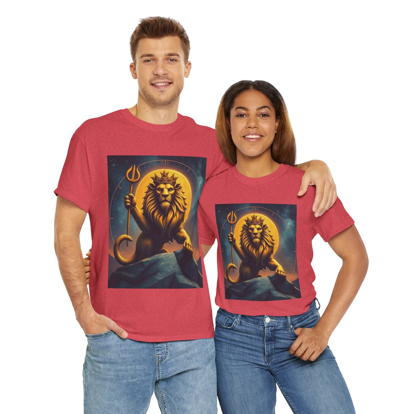 Unisex Heavy Cotton T-Shirt, King of Lion v3, Leo Zodiac Design