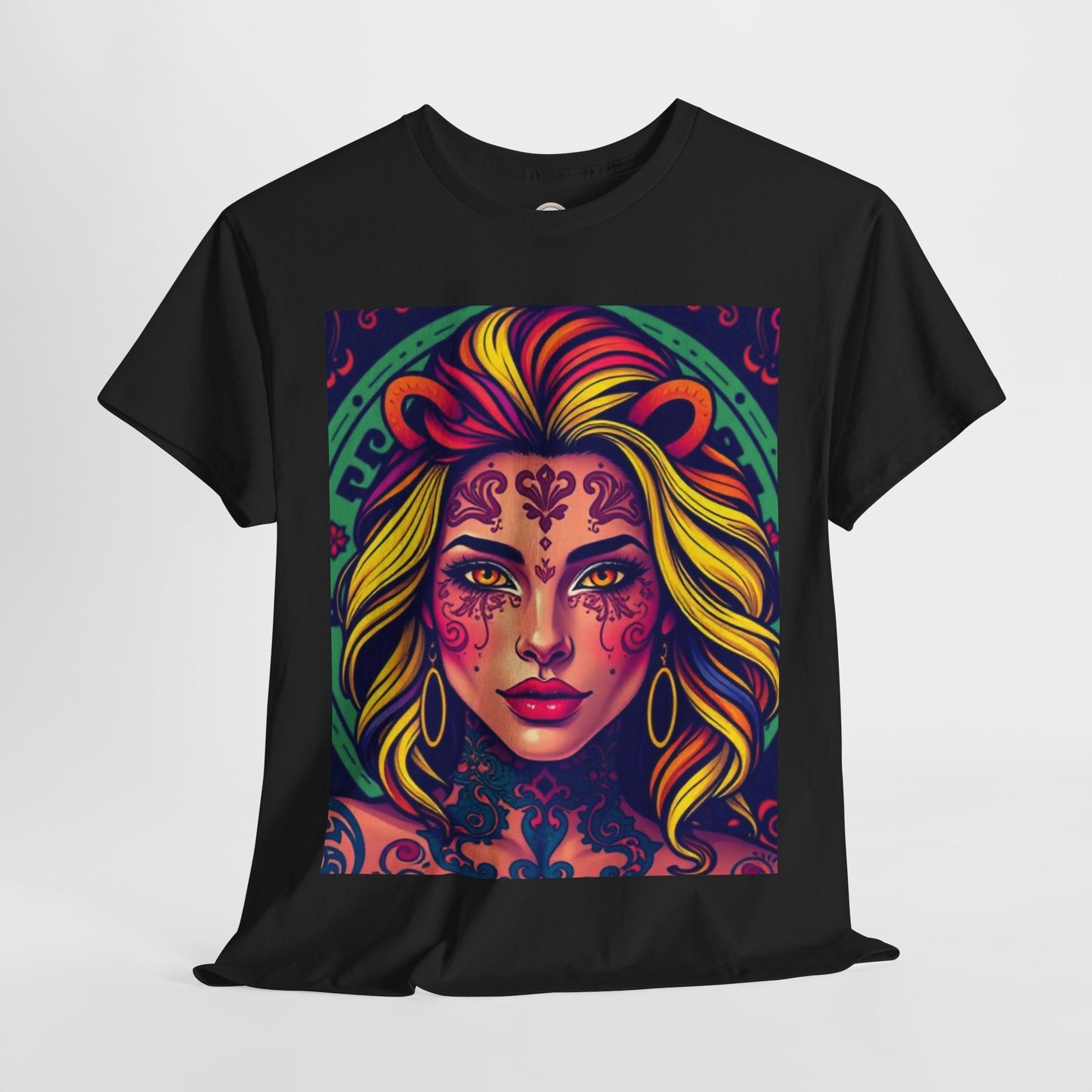 Unisex Heavy Cotton T-Shirt, Leo, Zodiac v1, Sexy Art