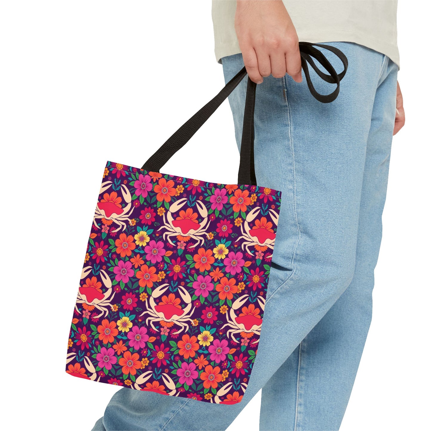 Tote Bag (AOP), Cancer, Zodiac, Flower Pattern
