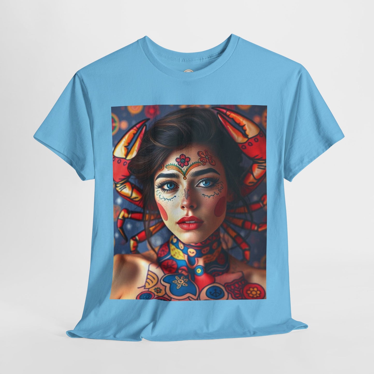 Unisex Heavy Cotton T-Shirt, Cancer, Zodiac v1, Sexy Art