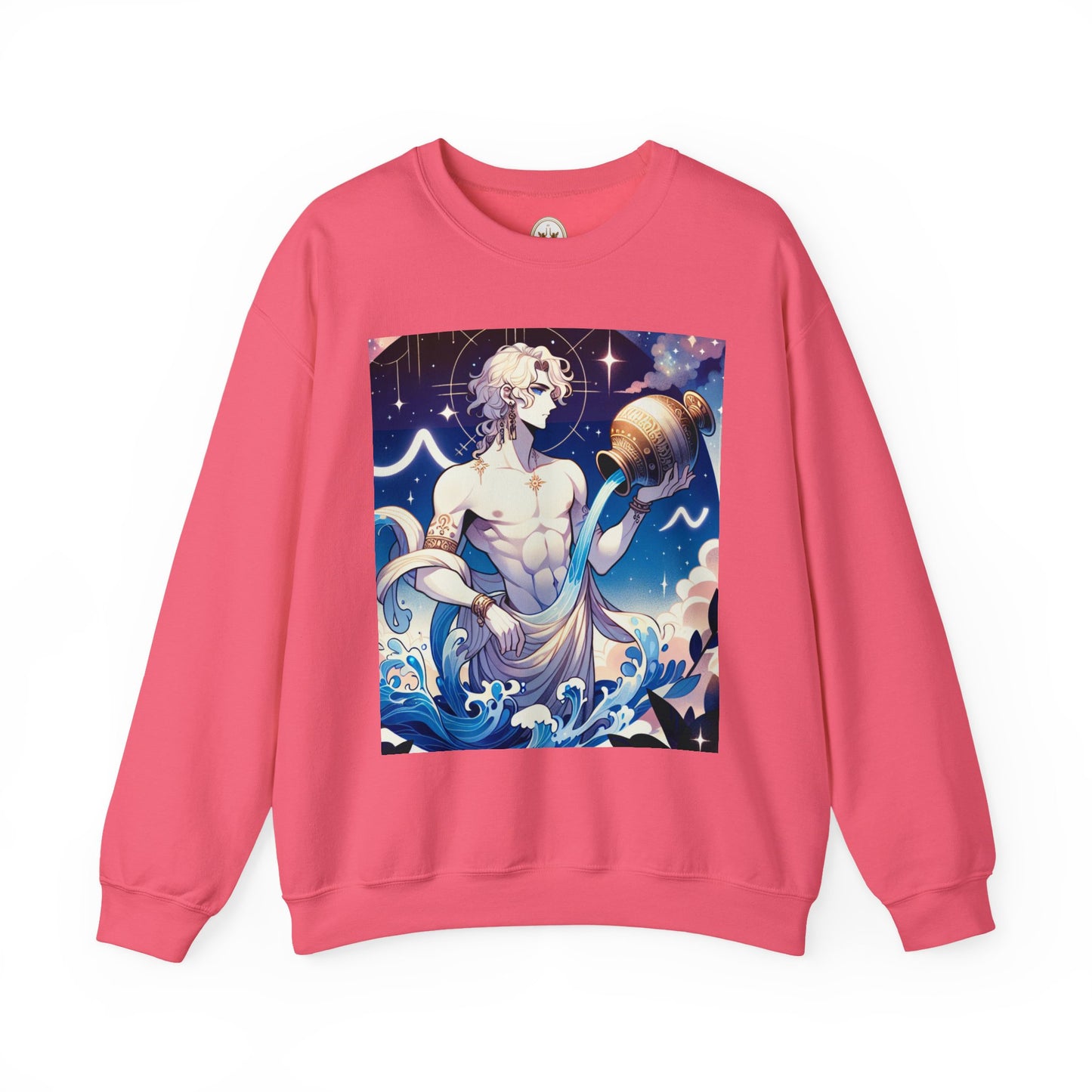Unisex Heavy Blend™ Crewneck Sweatshirt, Anime Aqua God, Aquarius Zodiac Design