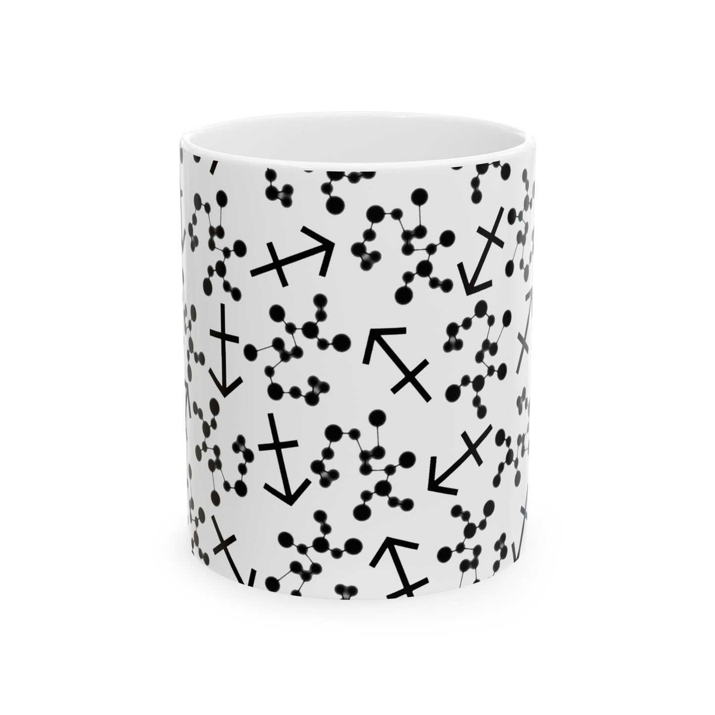 Ceramic Mug, (11oz, 15oz), Ceramic Coffee Mug, AOP, Constellation & Symbol, Sagittarius Zodiac Design