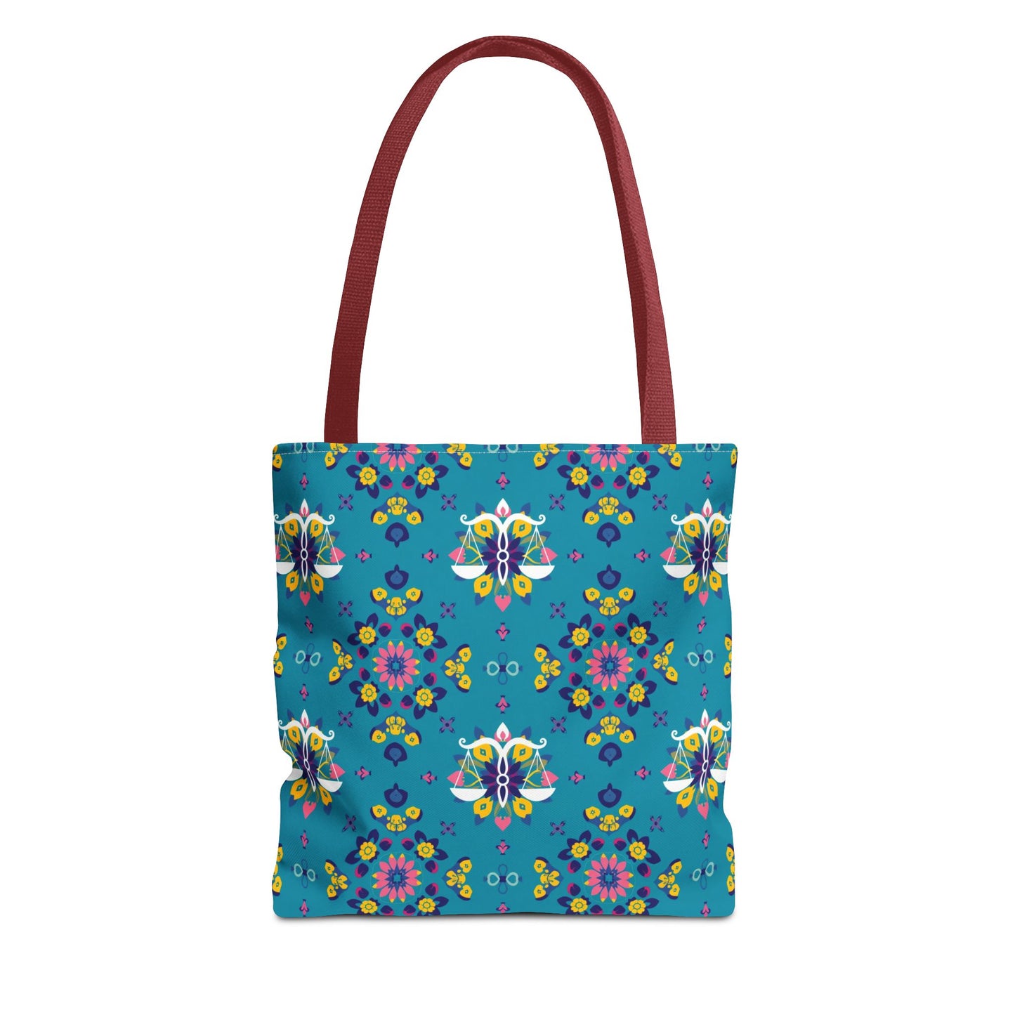 Tote Bag (AOP), Libra, Zodiac v1, Flower Pattern