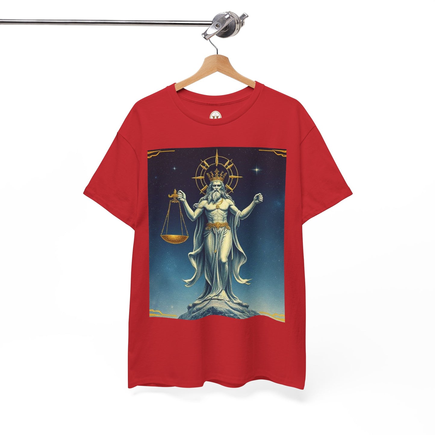 Unisex Heavy Cotton T-Shirt, Space, Libra God, Zodiac Design