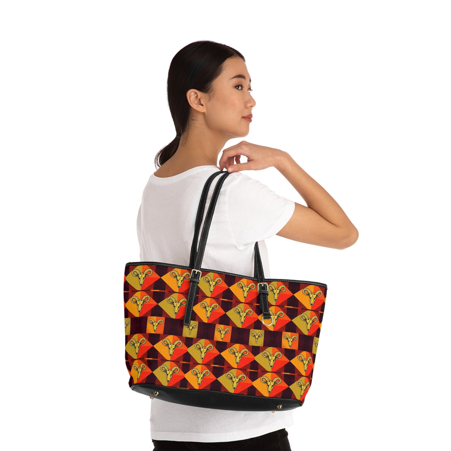 Leather Shoulder Bag, Taurus, Zodiac, Shapes Pattern