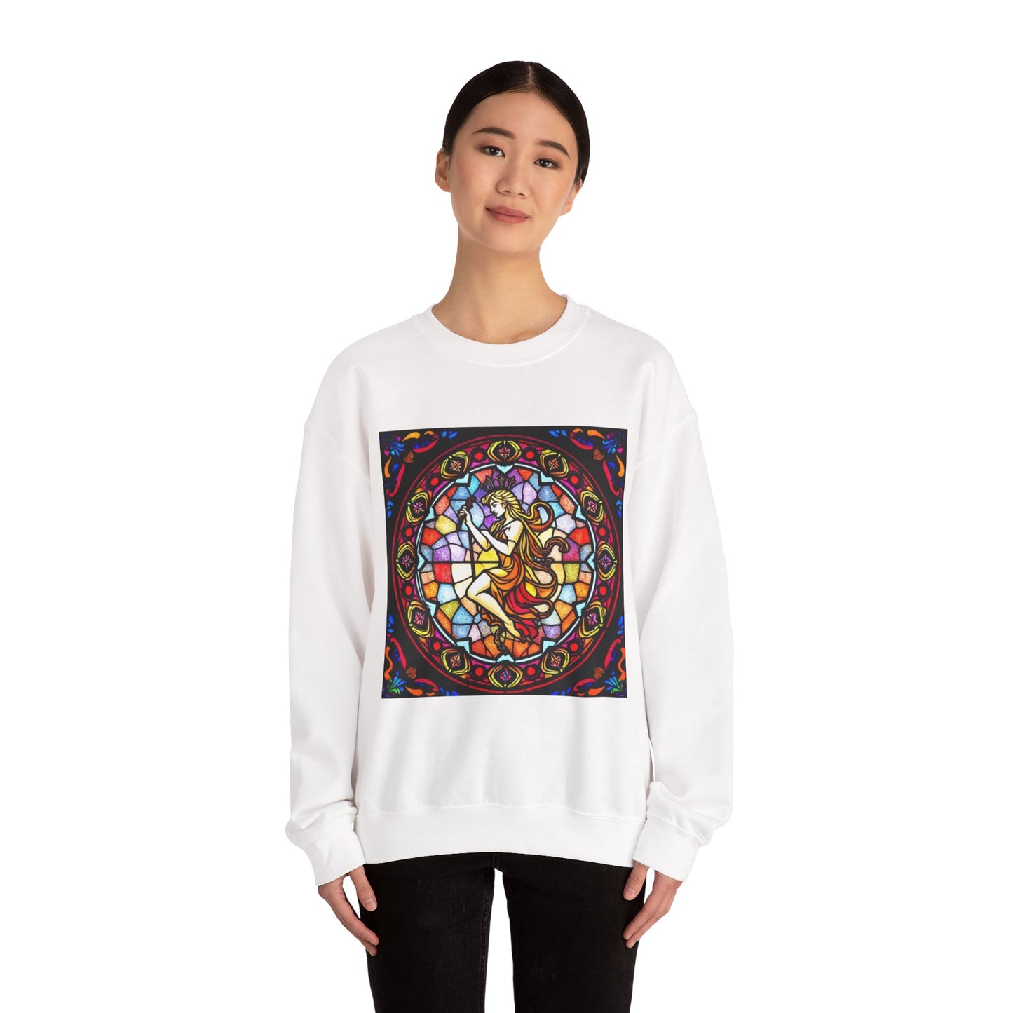 Unisex Heavy Blend™ Crewneck Sweatshirt, Glass, Virgo Zodiac Design