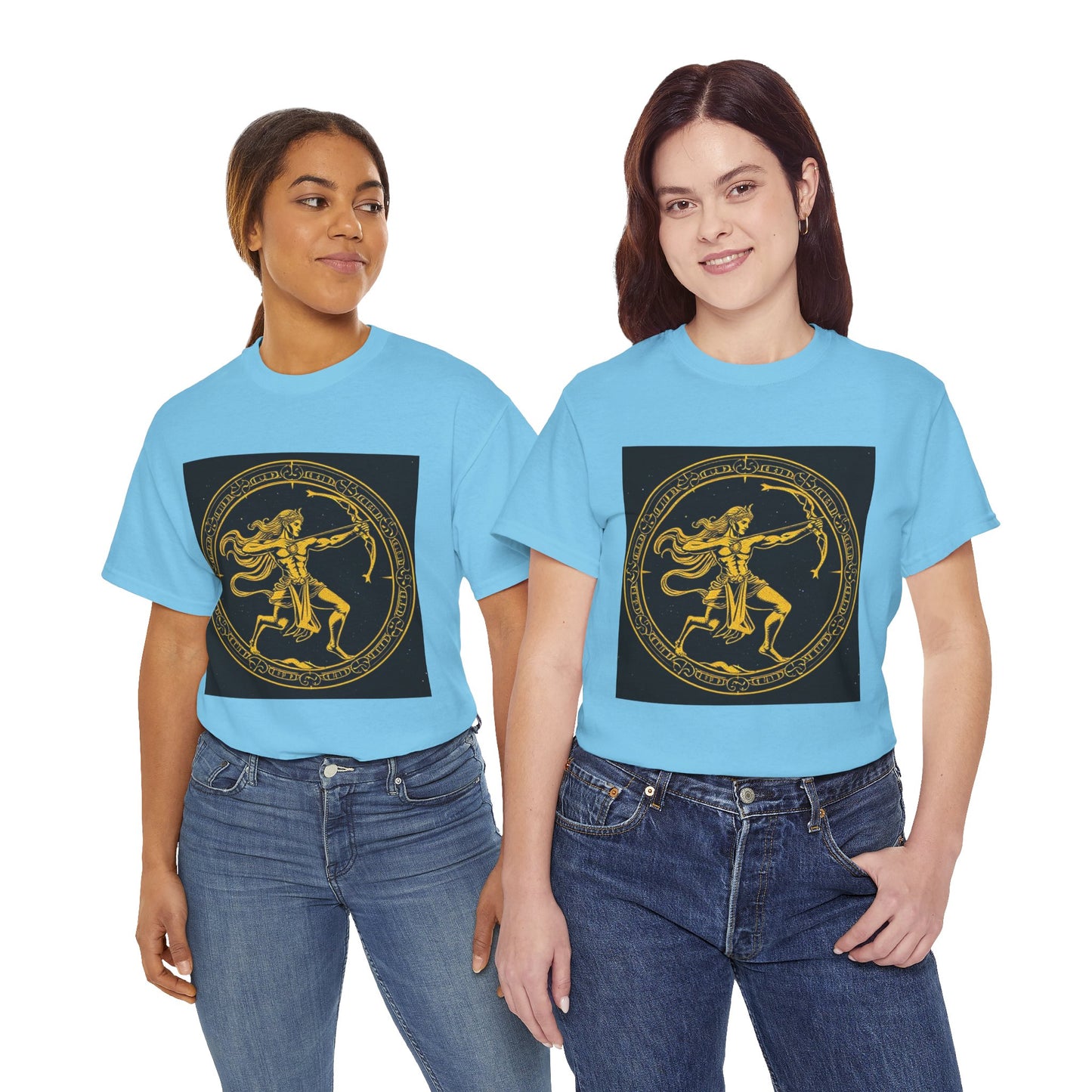 Unisex Heavy Cotton T-Shirt, Mythical Faun/Satyr, Sagittarius Zodiac Design