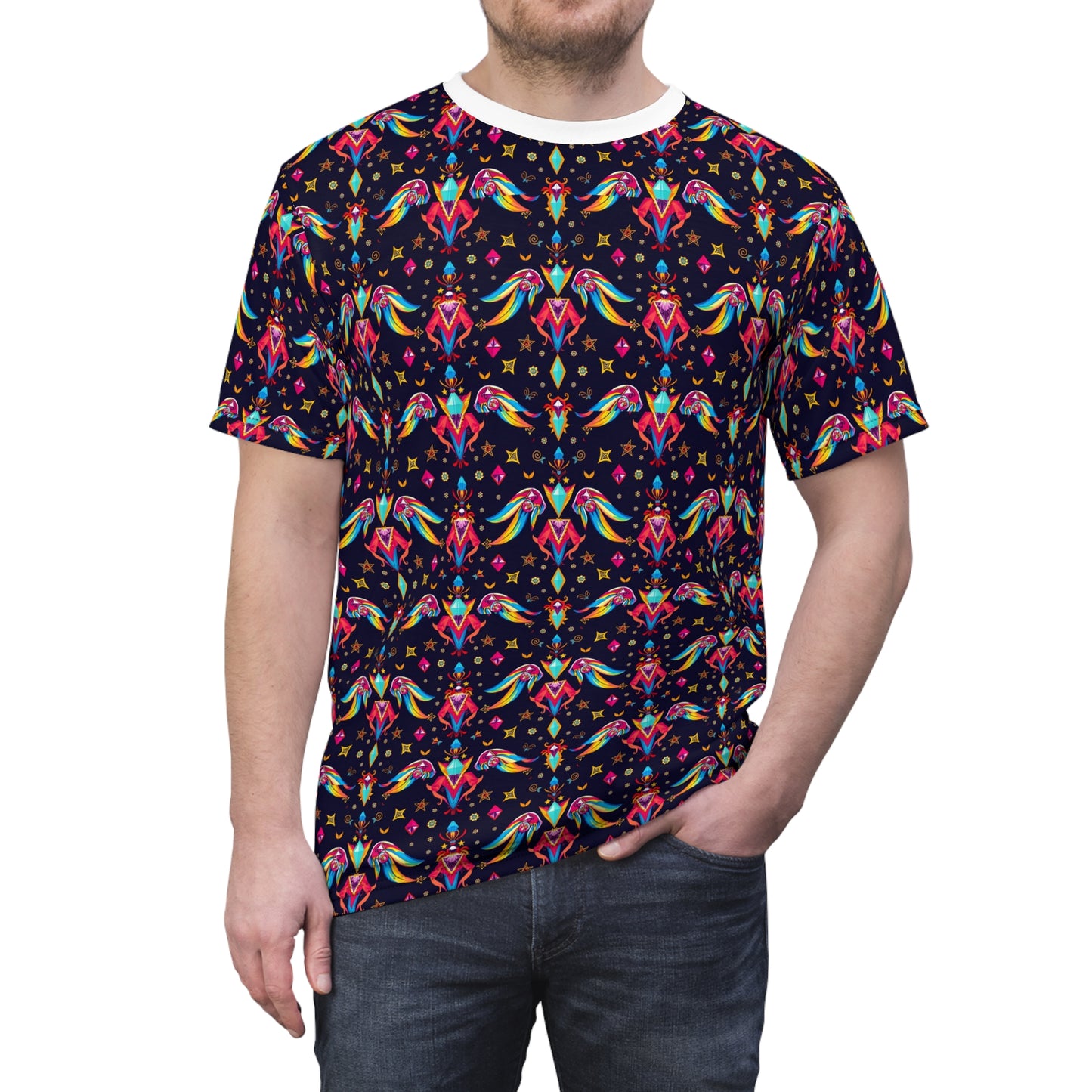 Unisex Cut & Sew T-Shirt, (AOP), Virgo, Zodiac, Jewels Pattern