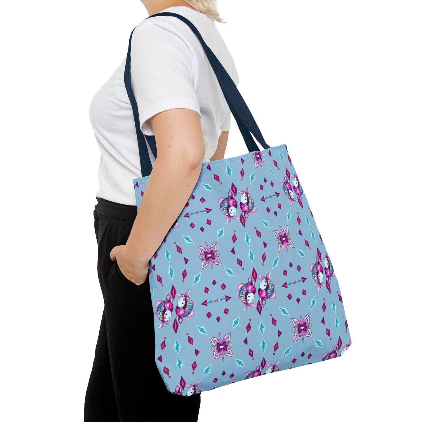 Tote Bag (AOP), Pisces, Zodiac v1, Jewel Pattern