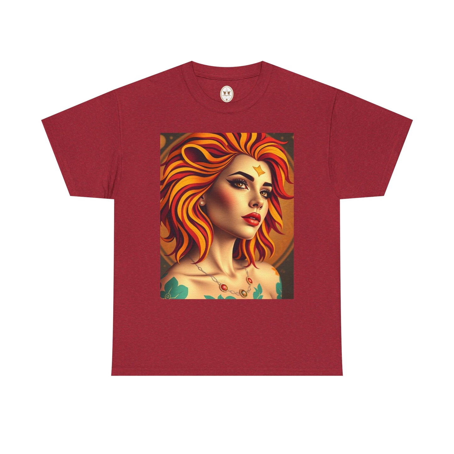 Unisex Heavy Cotton T-Shirt, Leo, Zodiac v3, Sexy Art