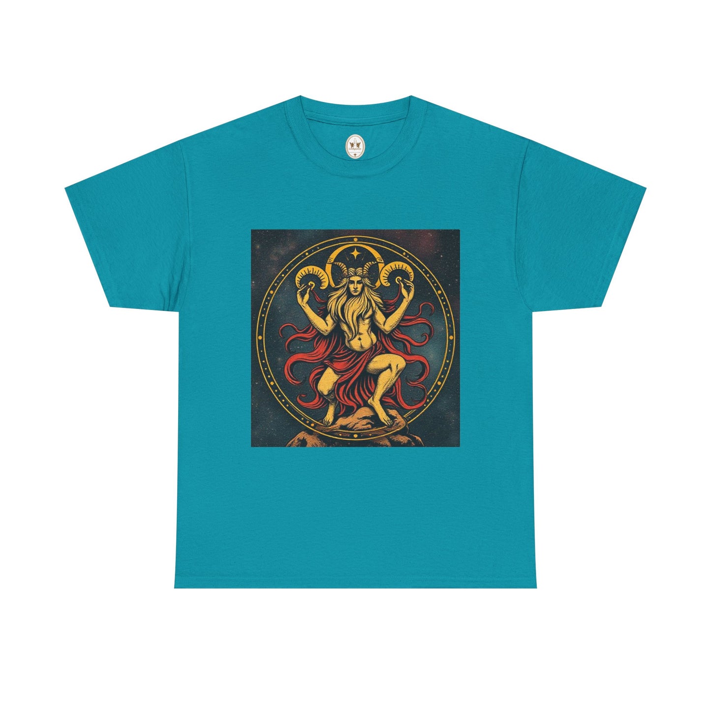 Unisex Heavy Cotton T-Shirt, Aries God 2v, Zodiac Design
