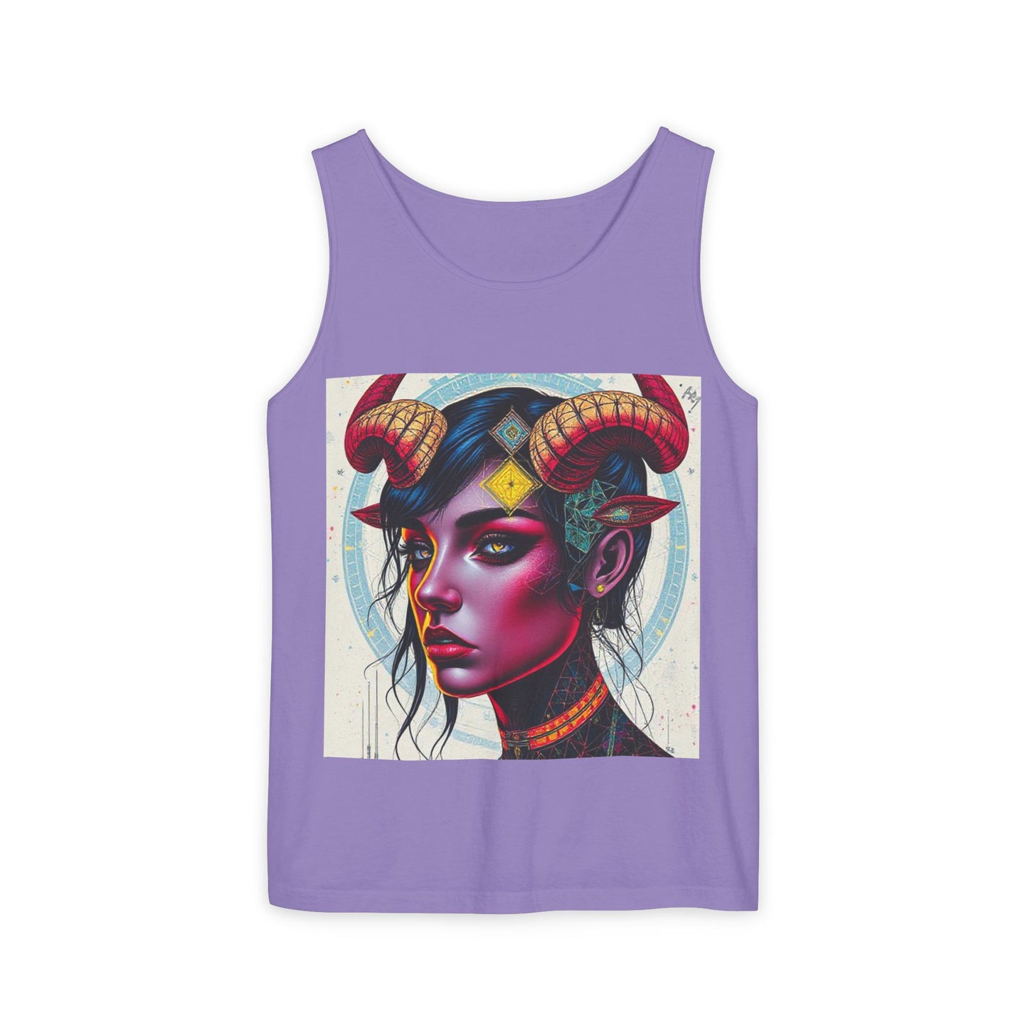 Unisex Garment-Dyed, Tank Top, Taurus Design, Pop Art v2, 100% US cotton