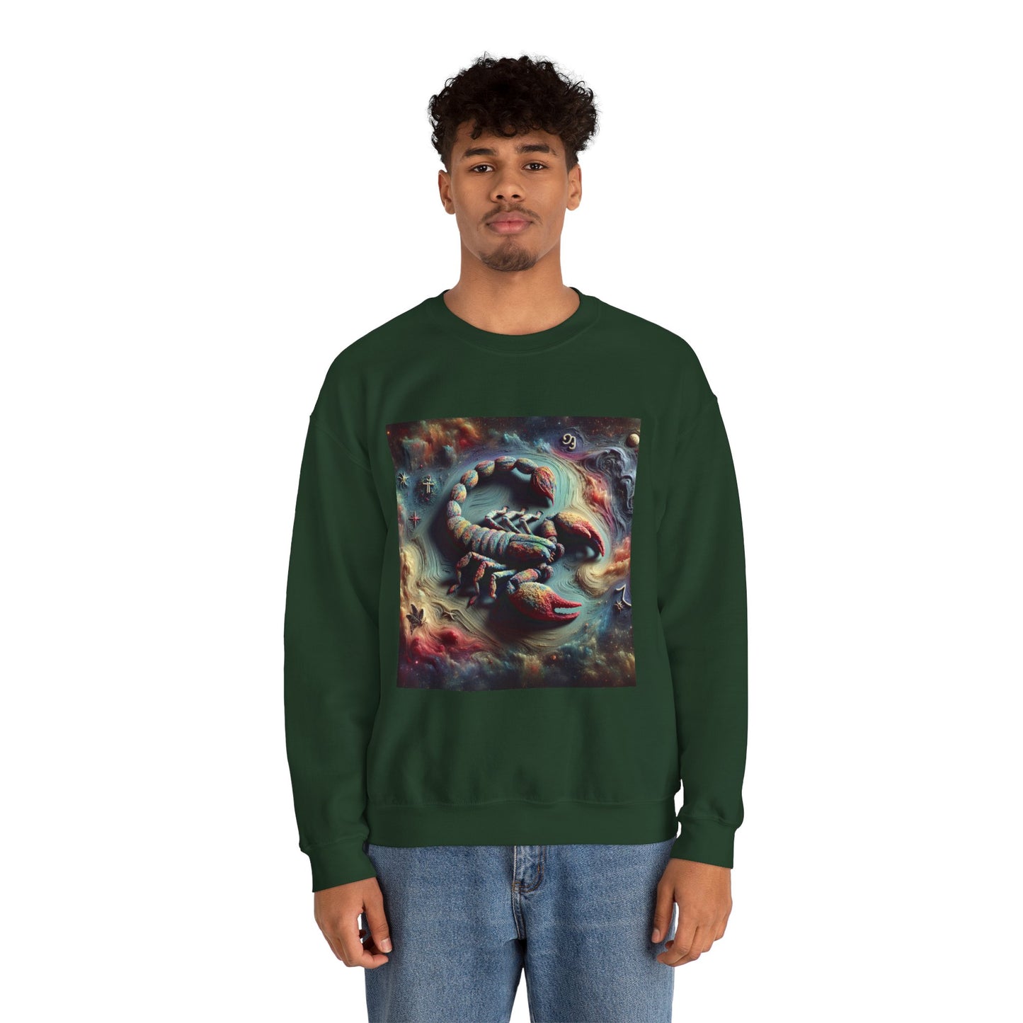 Unisex Heavy Blend™ Crewneck Sweatshirt, Trippy Mist Scorpion, Scorpio Zodiac Design