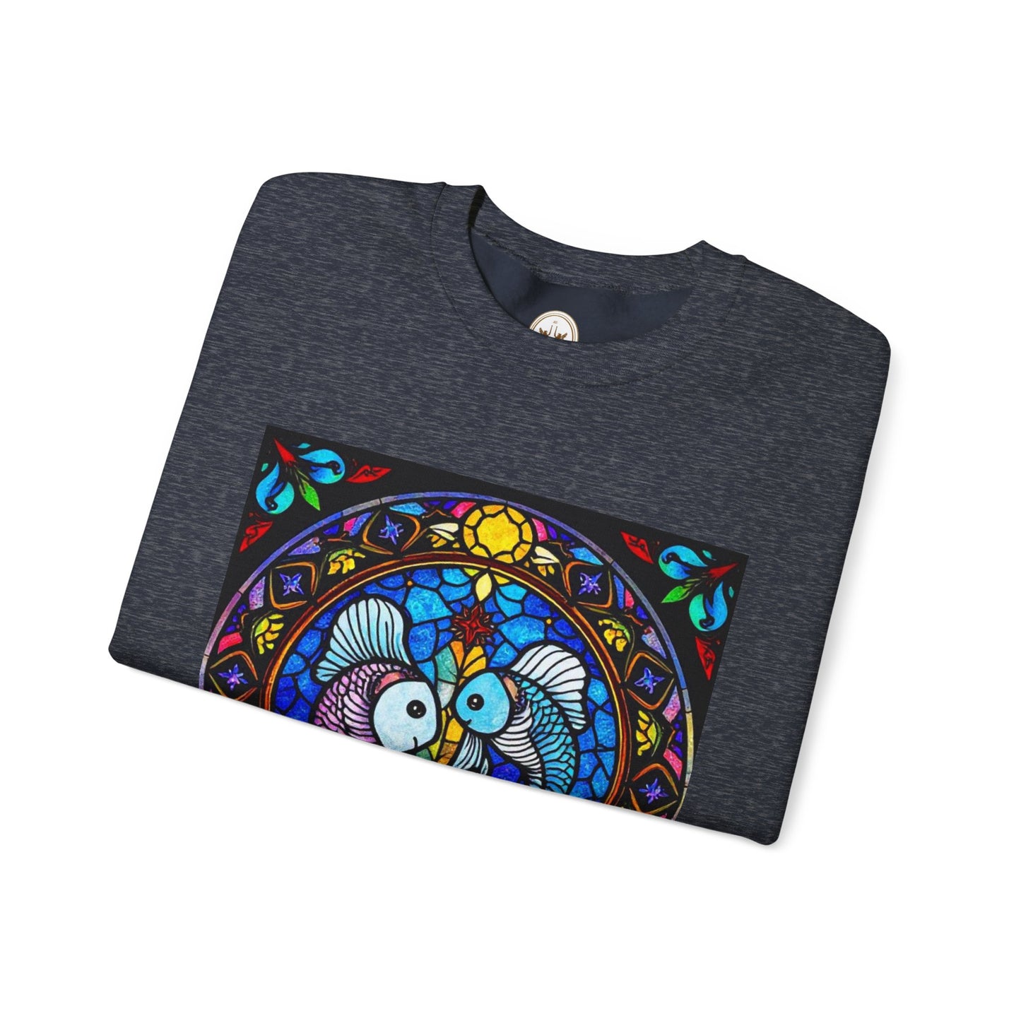 Unisex Heavy Blend™ Crewneck Sweatshirt, Glass, Pisces Zodiac Design