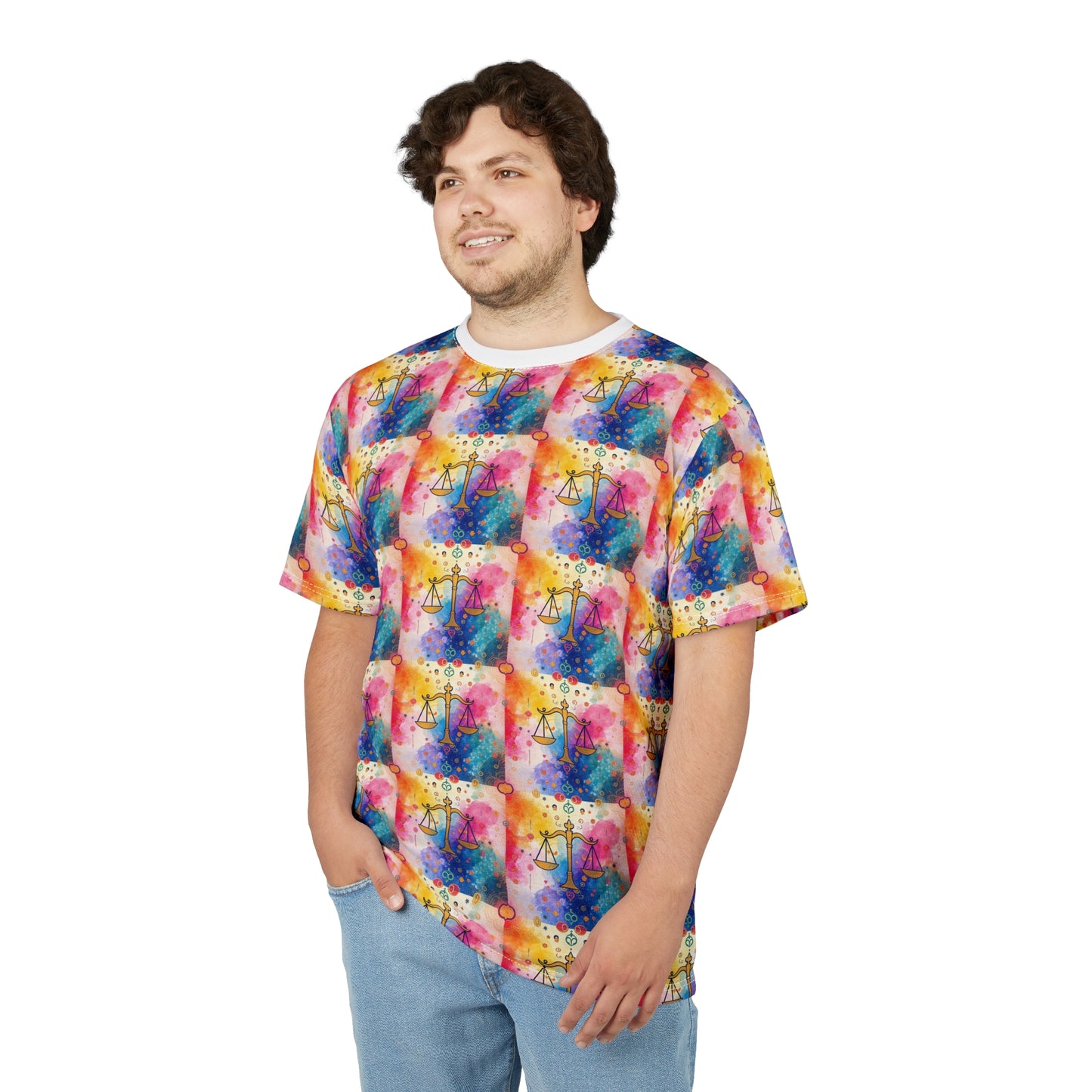 Unisex Cut & Sew T-Shirt, AOP, Libra, Zodiac v1, Pattern