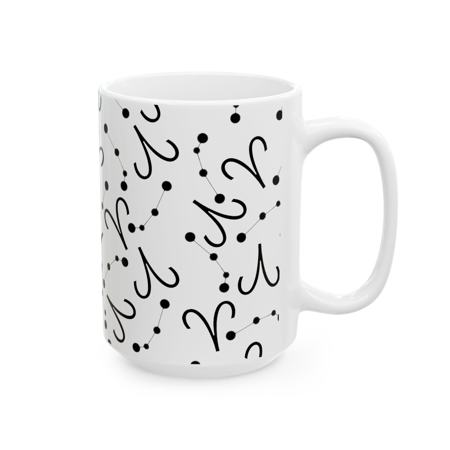 Ceramic Mug, (11oz, 15oz), Ceramic Coffee Mug, AOP, Constellation & Symbol, Aries Zodiac Design