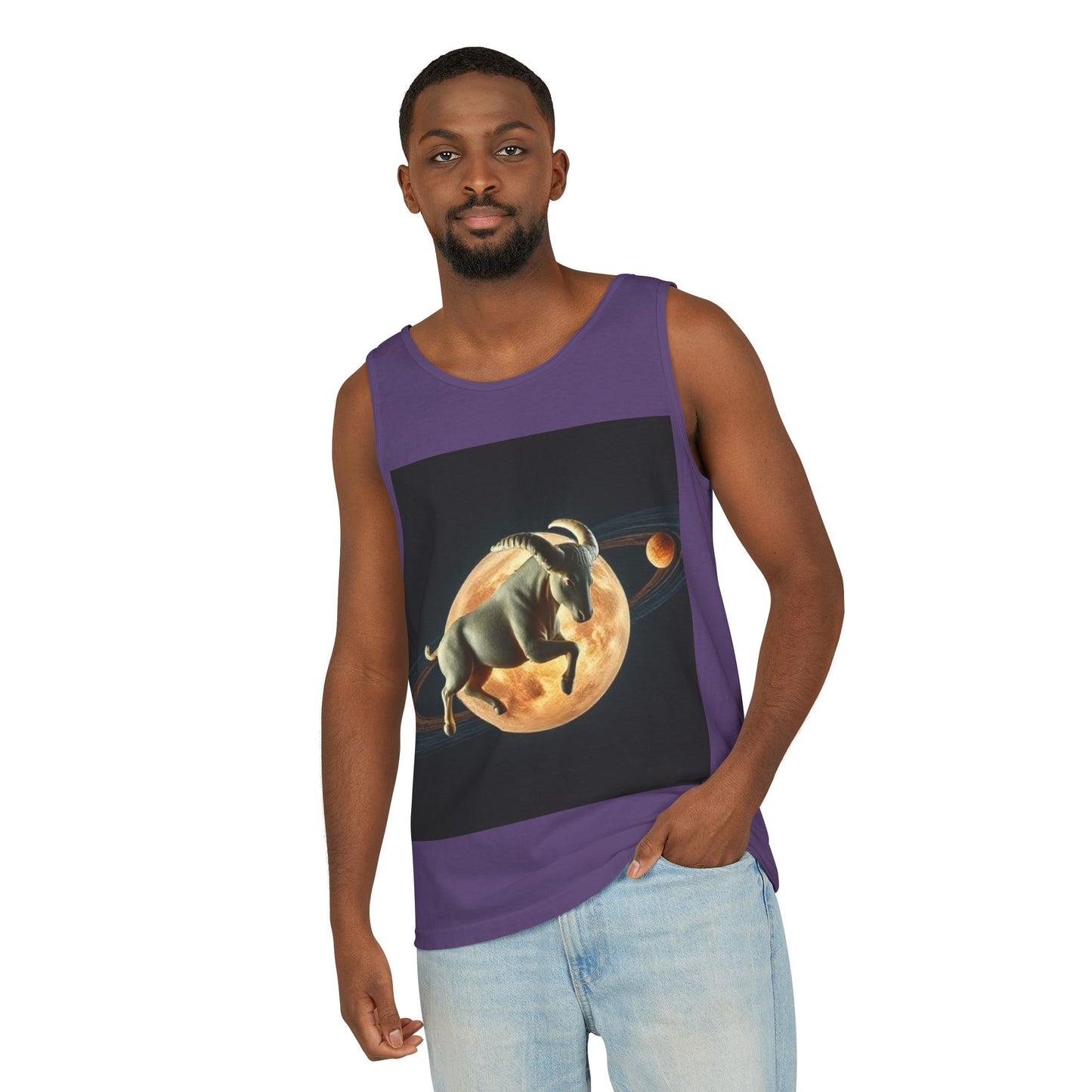 Unisex Garment-Dyed, Tank Top, Taurus Design, Planet Animal, 100% US cotton