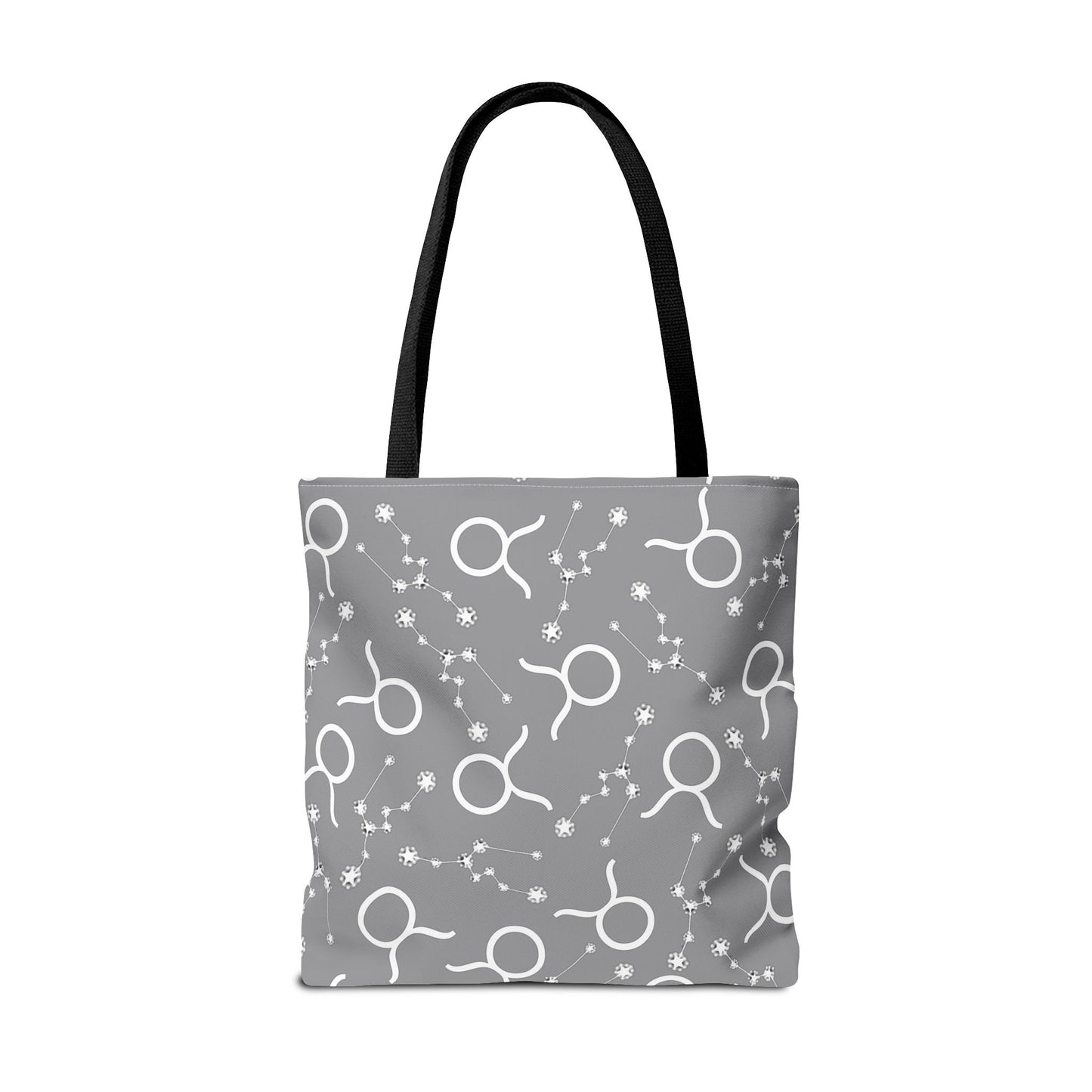 Tote Bag, Taurus Zodiac Sign, AOP, (Grey, White)