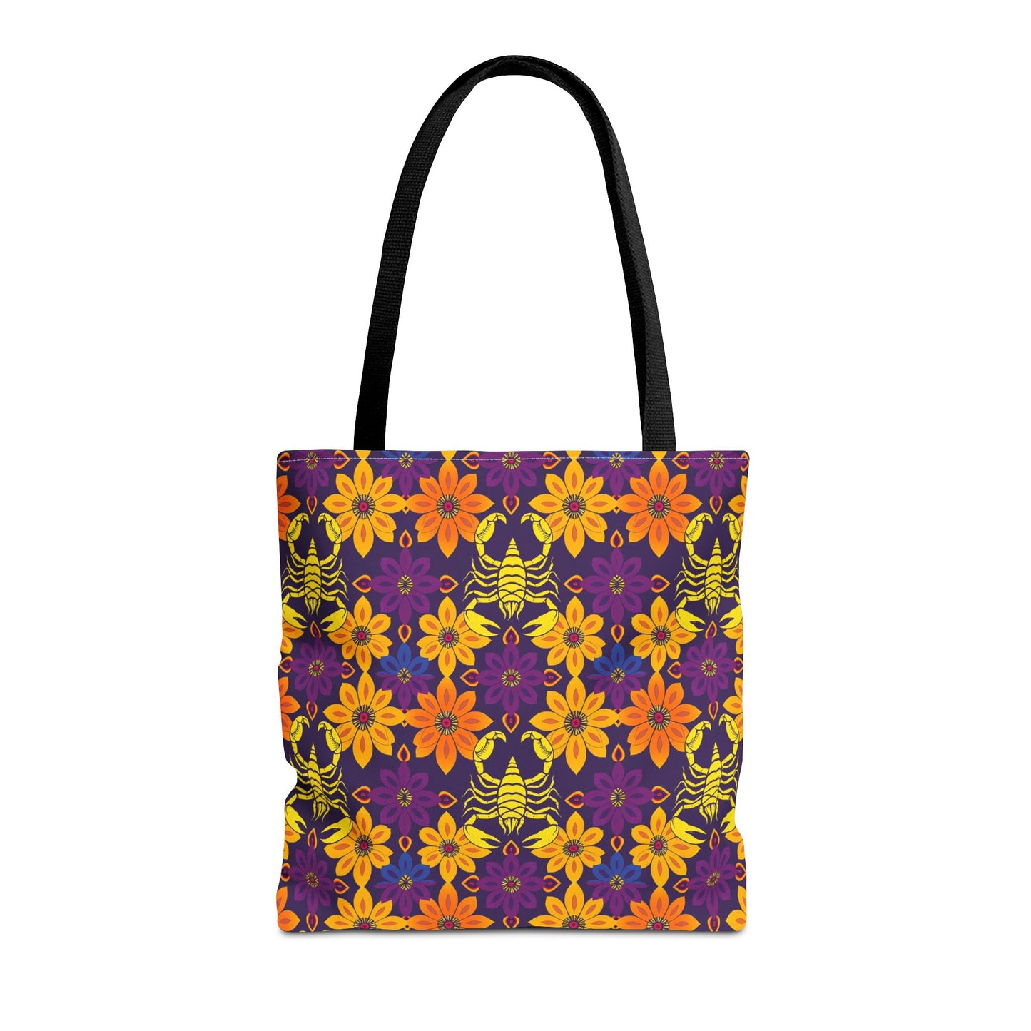 Tote Bag, (AOP), Scorpio, Zodiac v2, Flower Pattern