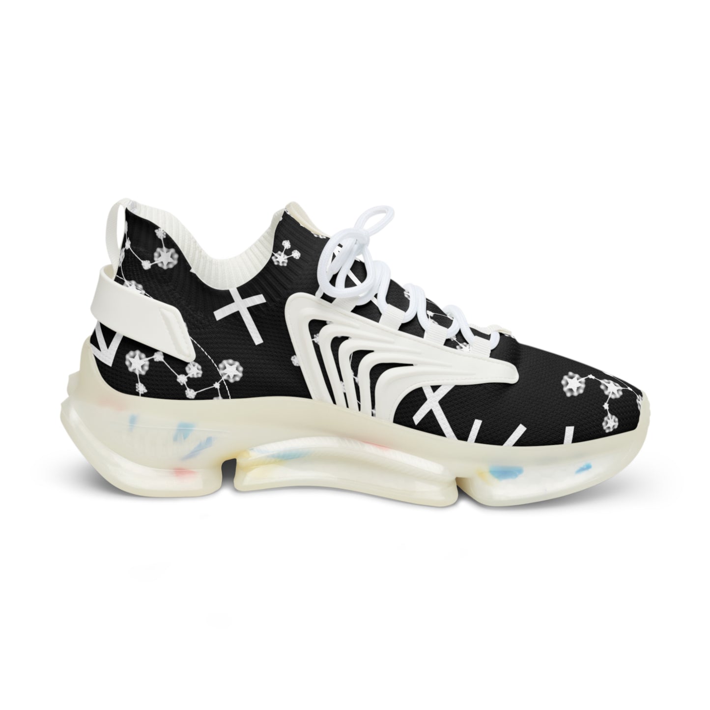 Men's Mesh Sneakers, Sagittarius Zodiac Sign, AOP, Black