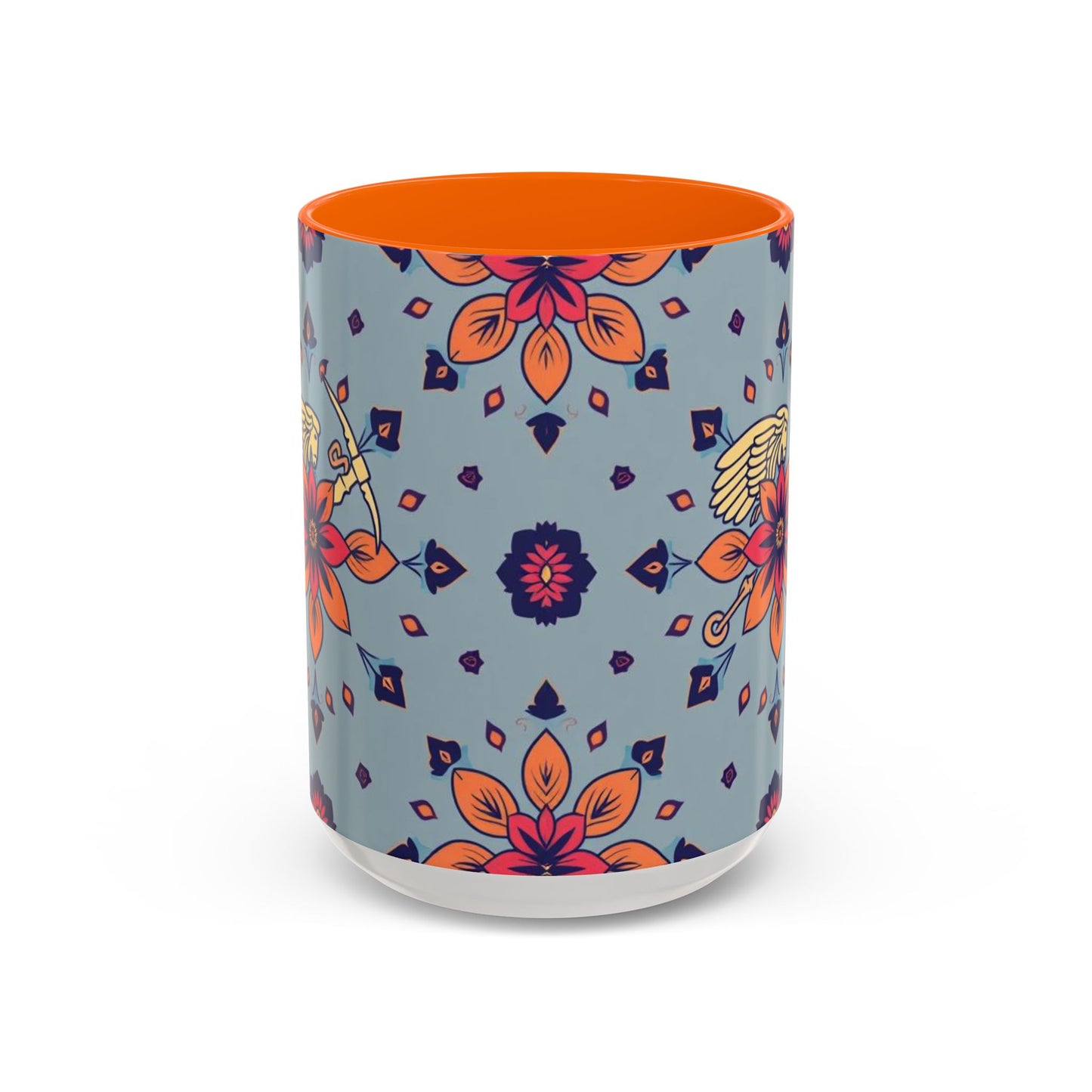 Accent Coffee Mug, Sagittarius, Zodiac v3. Flower Pattern, (11, 15oz)