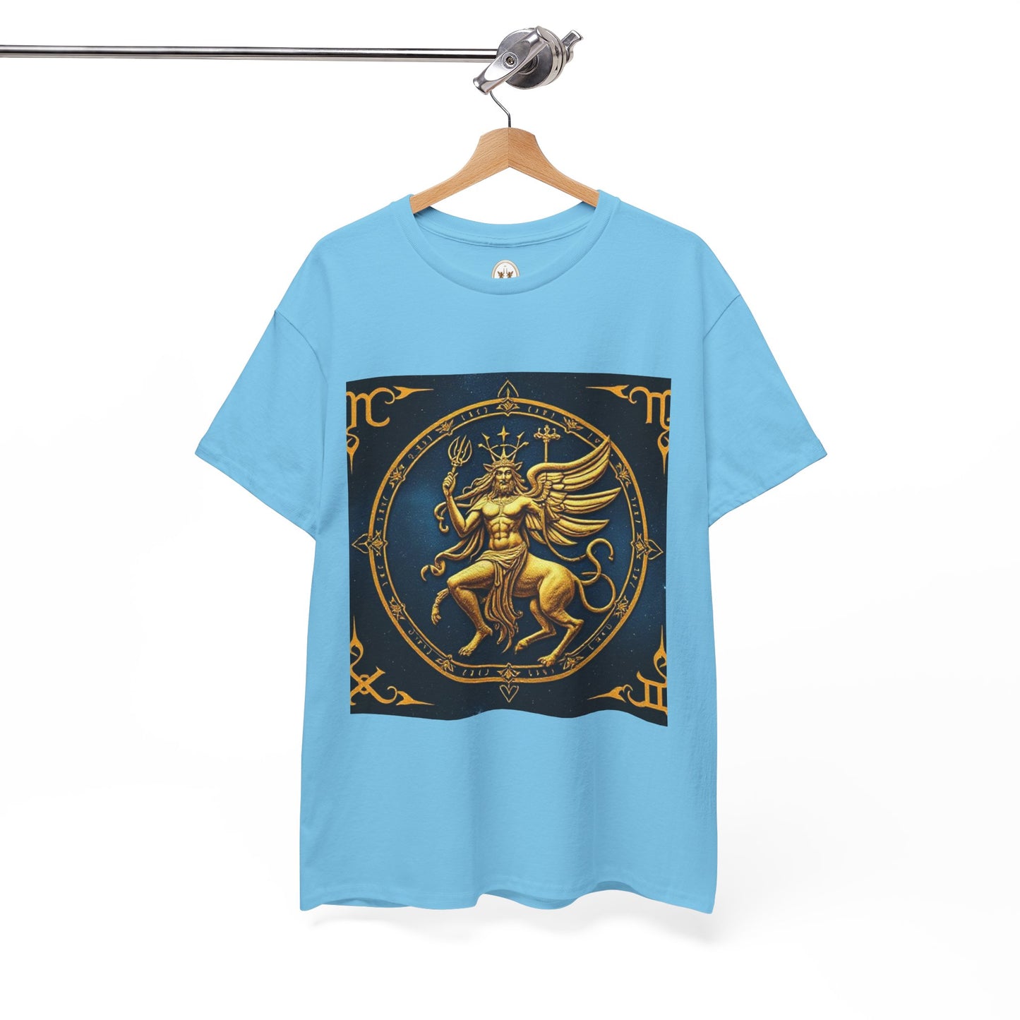 Unisex Heavy Cotton T-Shirt, Gold Angel, Symbol, Virgo Zodiac Design
