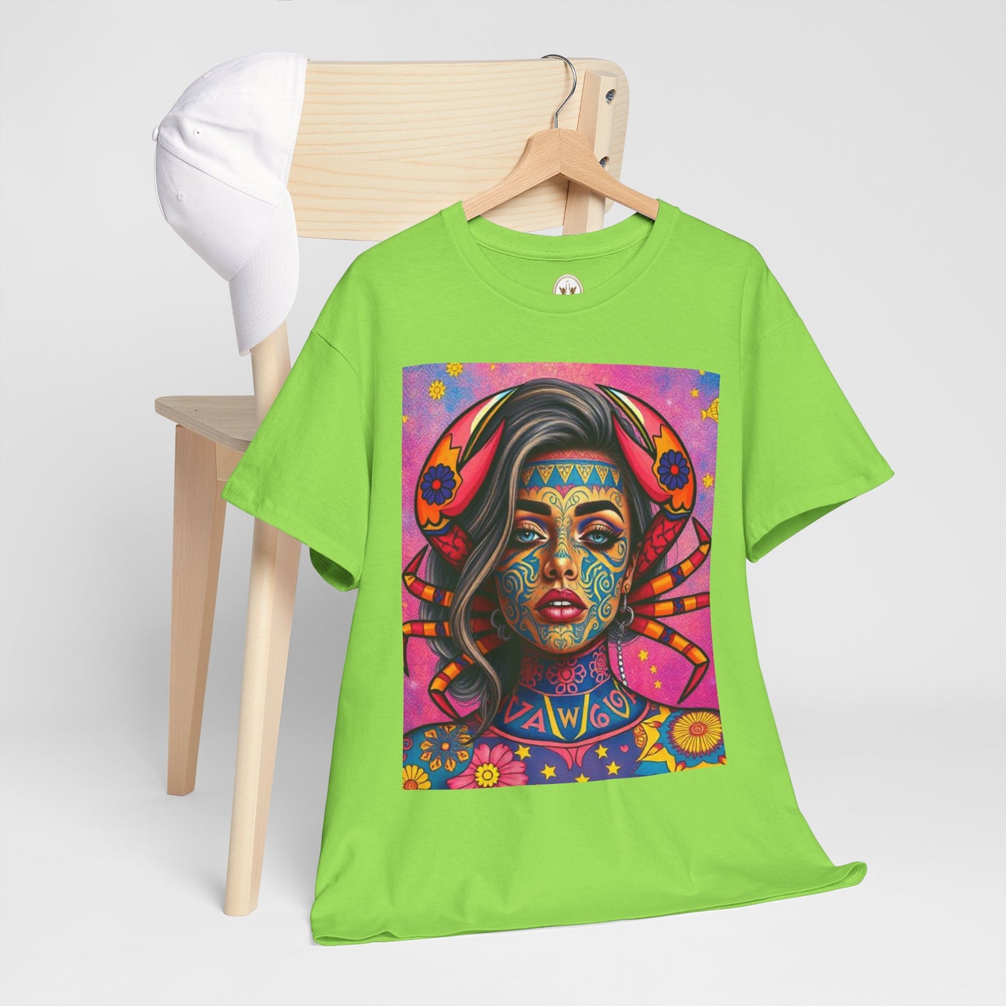 Unisex Heavy Cotton T-Shirt, Cancer, Zodiac v3, Sexy Art