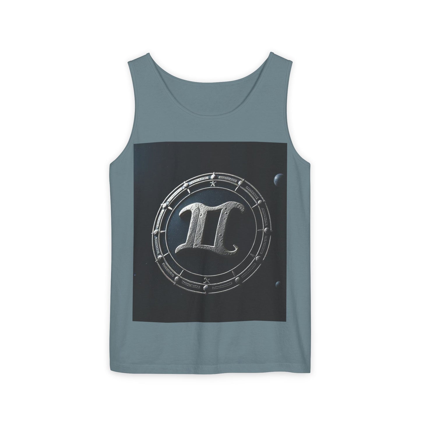 Unisex Garment-Dyed, Tank Top, Gemini Design, Space Symbol v1, 100% US cotton