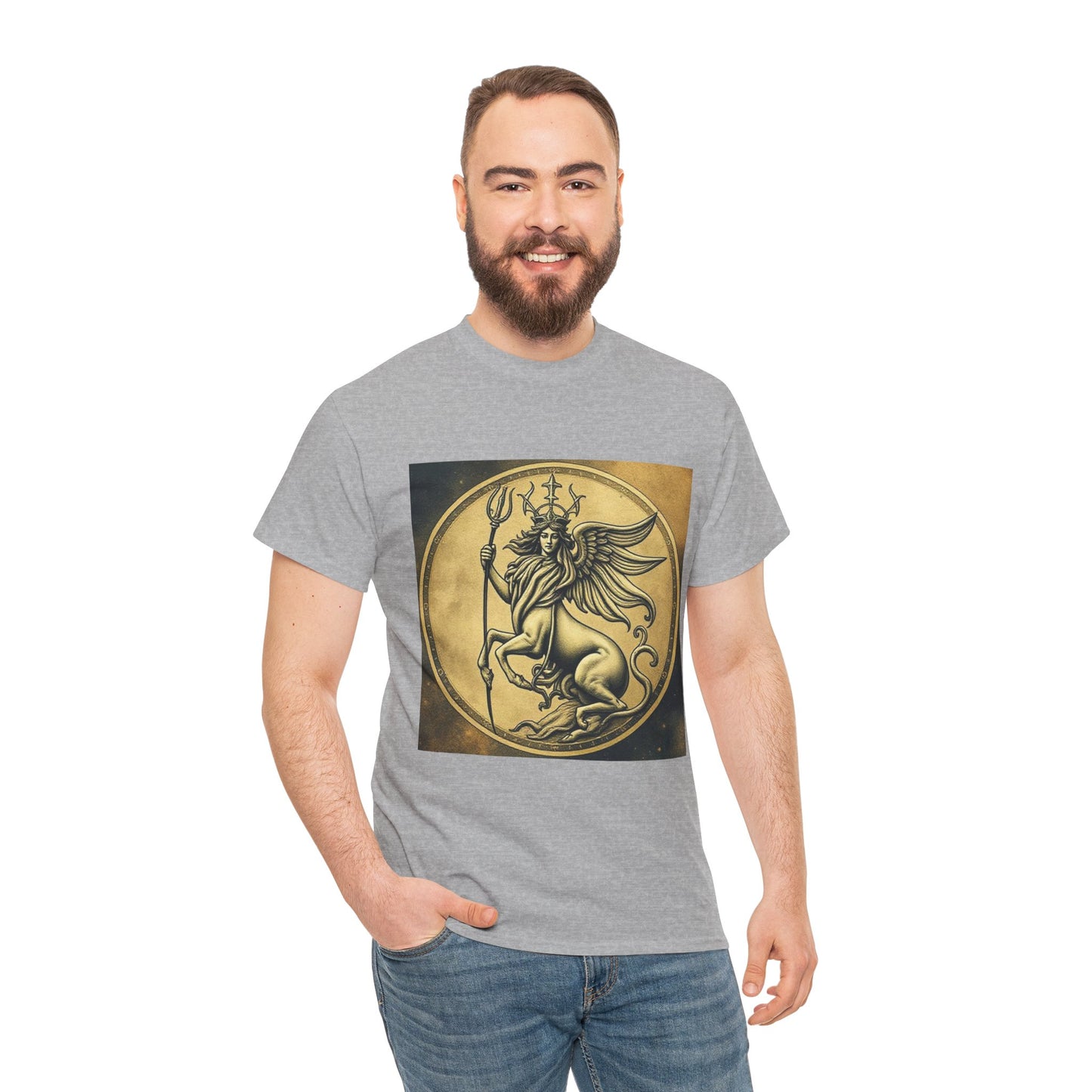 Unisex Heavy Cotton T-Shirt, Animal Angel v1, Virgo Zodiac Design