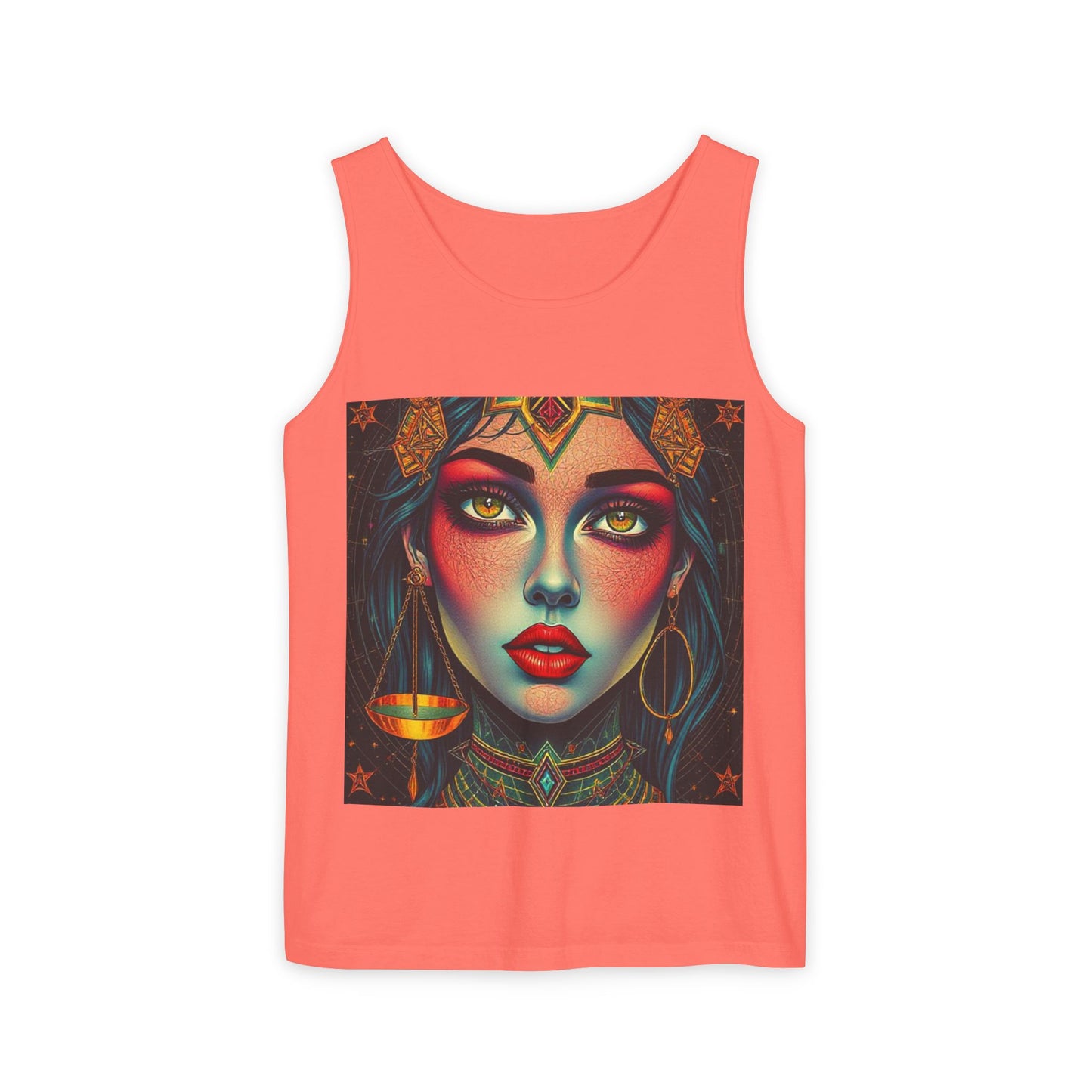 Unisex Garment-Dyed, Tank Top, Libra Design, Pop Art, 100% US cotton