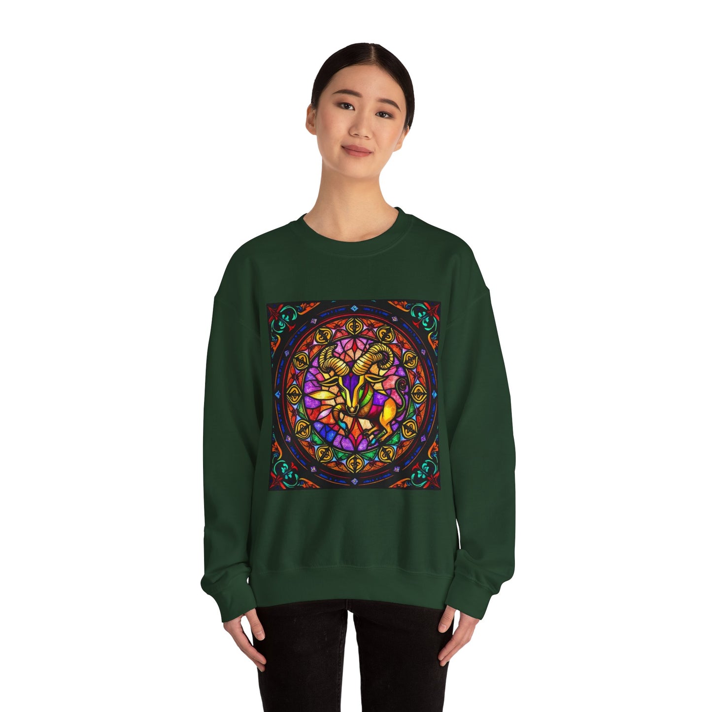Unisex Heavy Blend™ Crewneck Sweatshirt, Glass 1, Taurus Zodiac Design