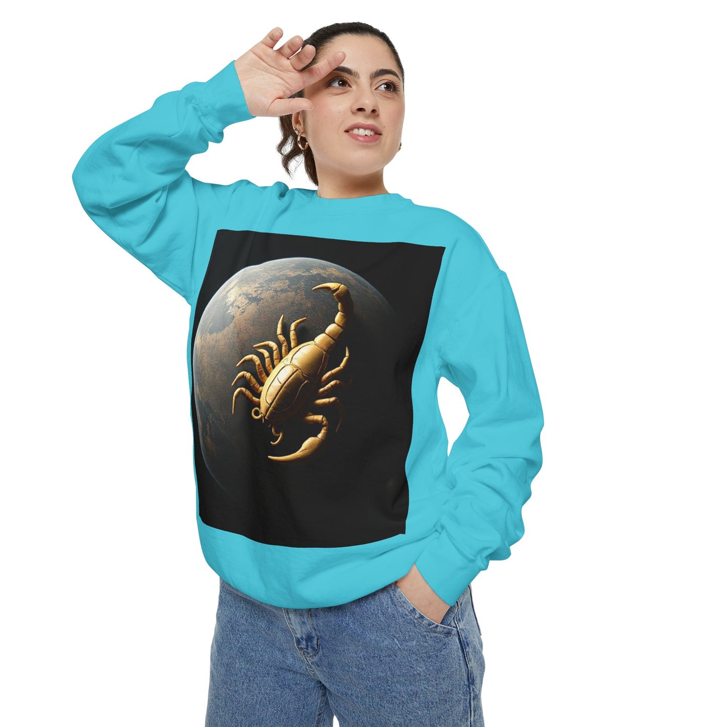 Garment-Dyed Sweatshirt, Unisex, Space Animal Design v1, Scorpio