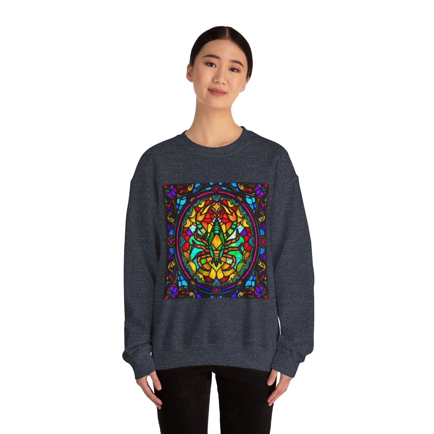 Unisex Heavy Blend™ Crewneck Sweatshirt, Glass 1, Scorpio Zodiac Design
