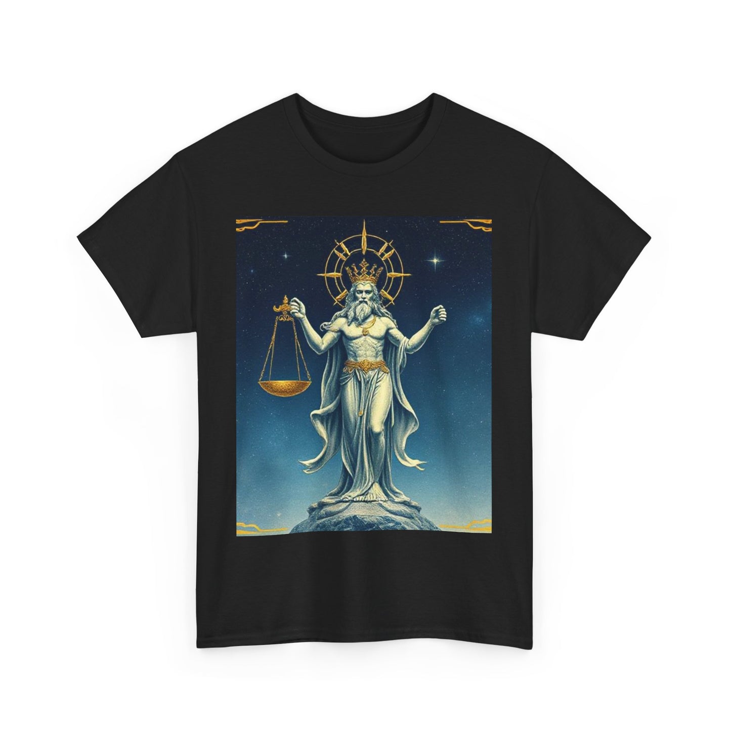 Unisex Heavy Cotton T-Shirt Space v2, Libra God, Zodiac Design
