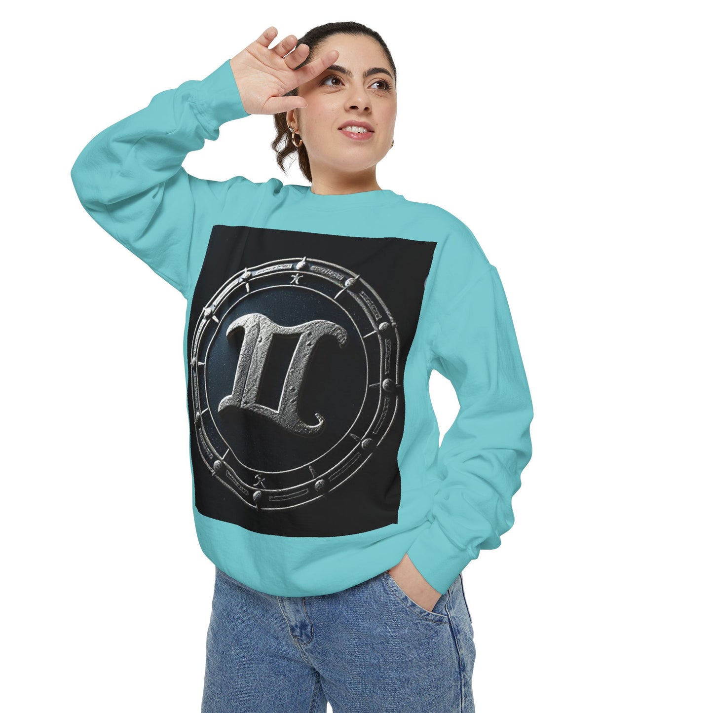 Garment-Dyed Sweatshirt, Unisex, Space Symbol Design v1, Gemini