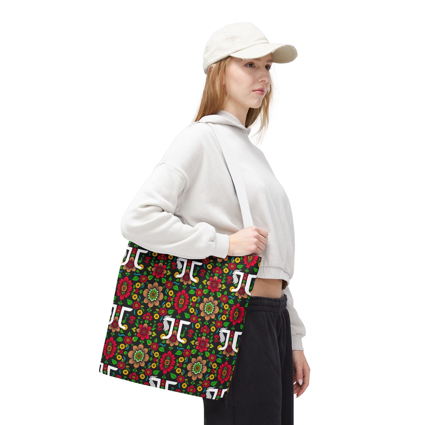Tote Bag, (AOP), Gemini, Zodiac, Flower Pattern