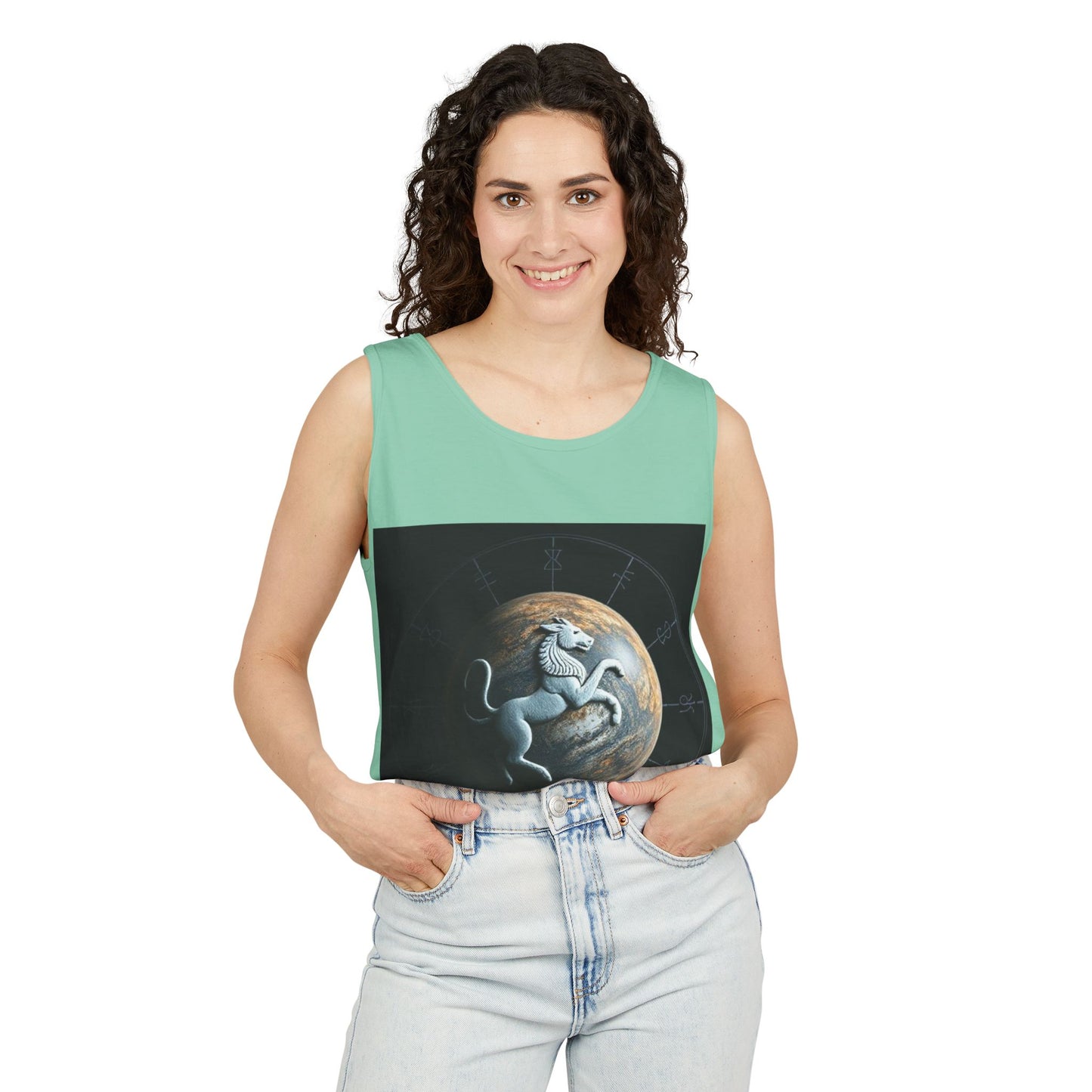 Unisex Garment-Dyed, Tank Top, Aquarius Design, Planet Animal, 100% Ringspun US cotton