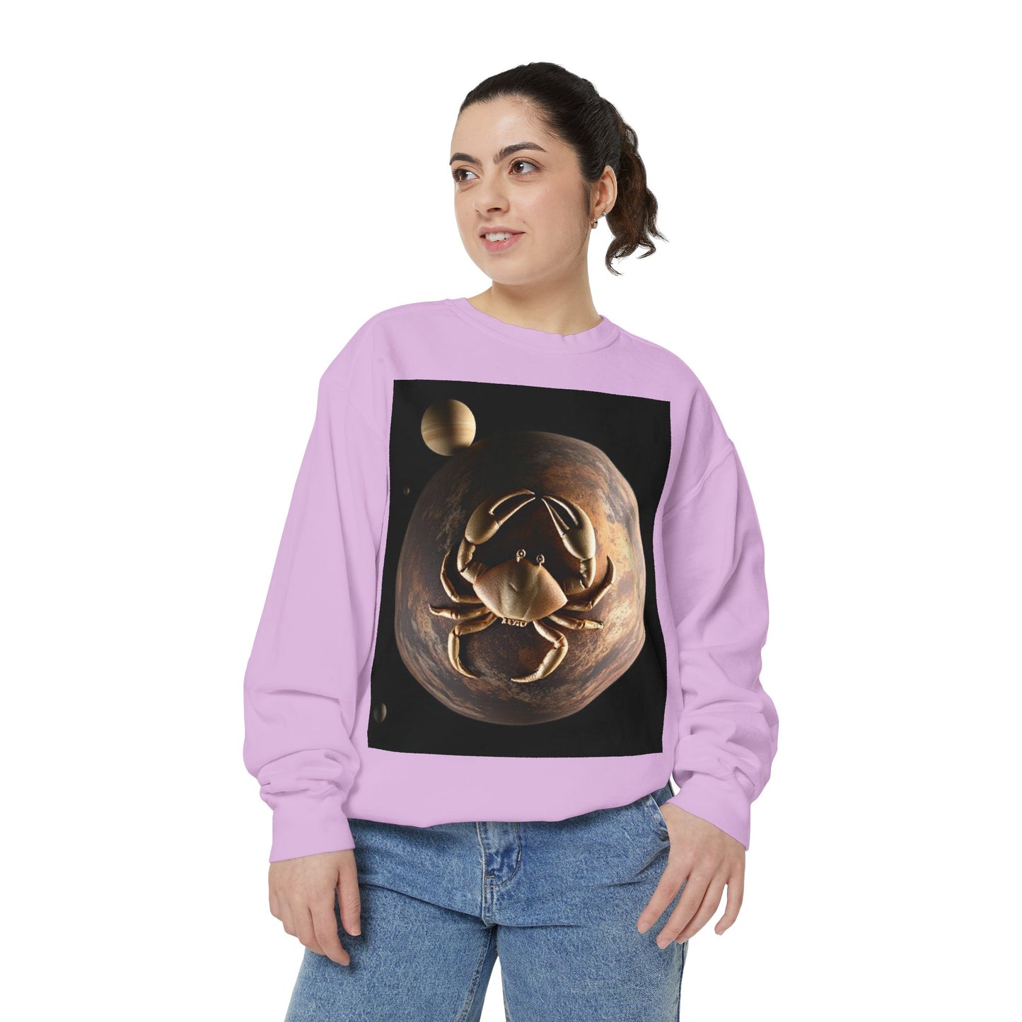Garment-Dyed Sweatshirt, Unisex, Space Animal Design v1, Cancer