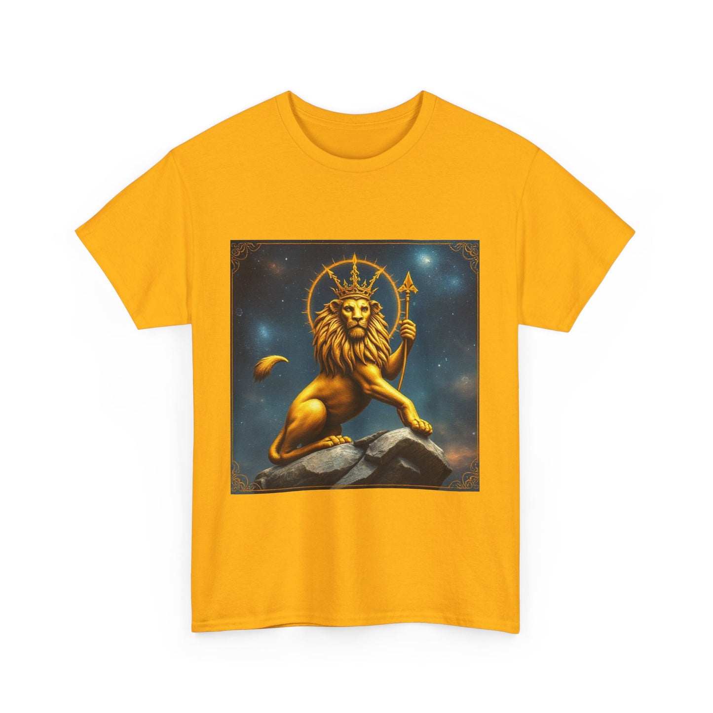 Unisex Heavy Cotton T-Shirt, King of Lions, Leo Zodiac Design