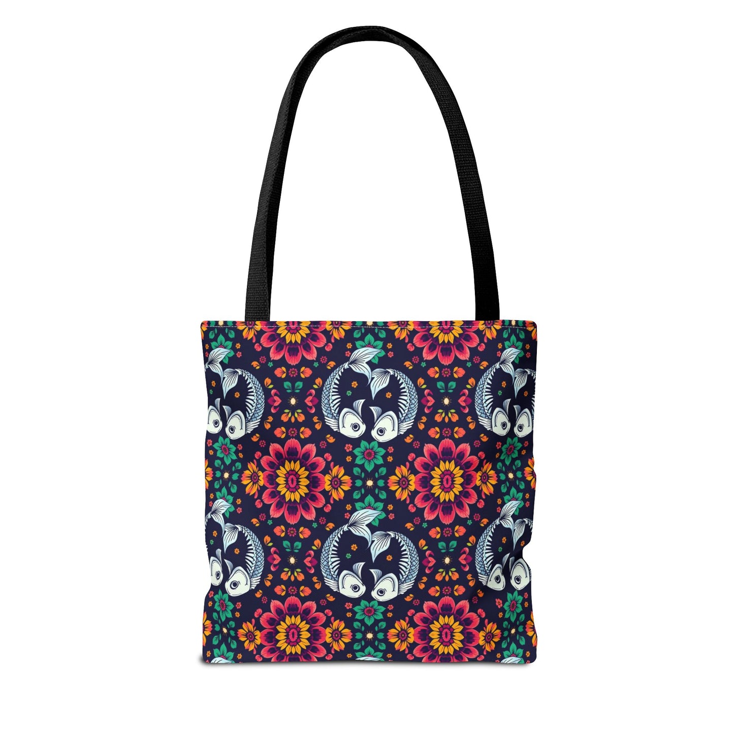 Tote Bag (AOP), Pisces, Zodiac v1, Flower Pattern