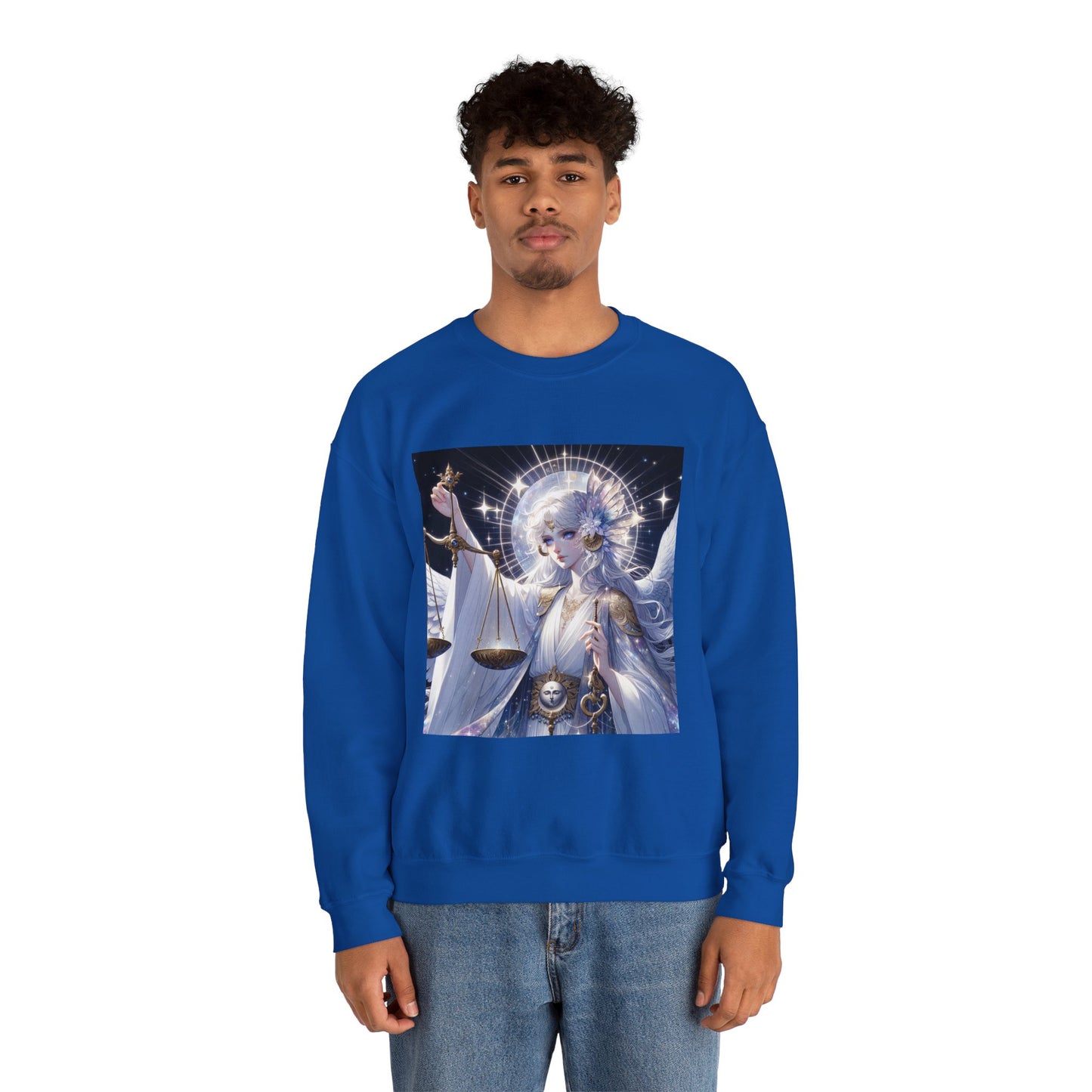 Unisex Heavy Blend™ Crewneck Sweatshirt,anime angel, Libra Zodiac Design