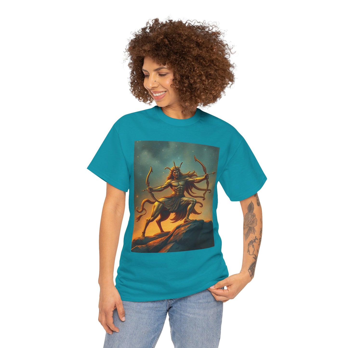 Unisex Heavy Cotton T-Shirt, Arrow Centaur v1, Sagittarius Zodiac Design