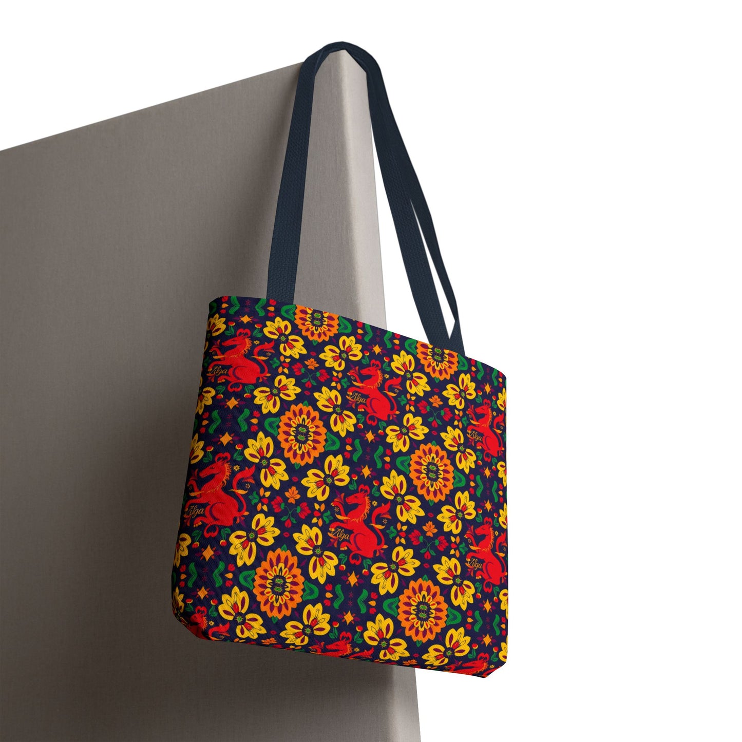 Tote Bag, (AOP), Virgo, Zodiac v4, Flower Pattern
